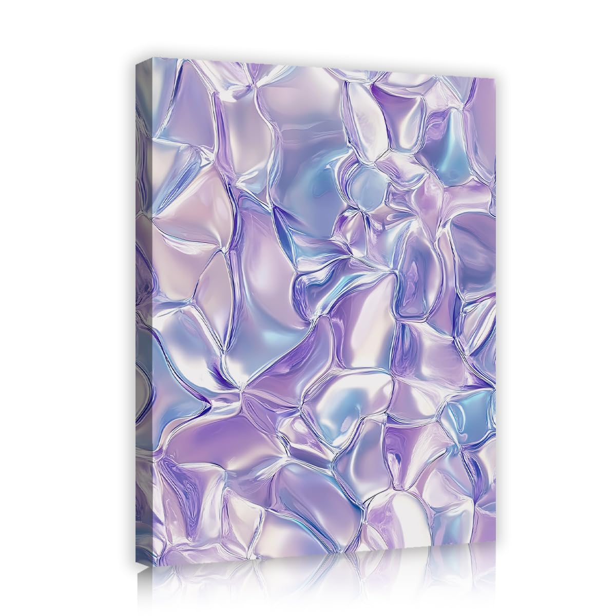 TOANGWALL Aesthetic Liquid Foil Stretched Canvas Wall Art Spa Violet Chrome Foil Pattern Images Graphics for Beauty Salon Nursery Guest Decor 85x100cm