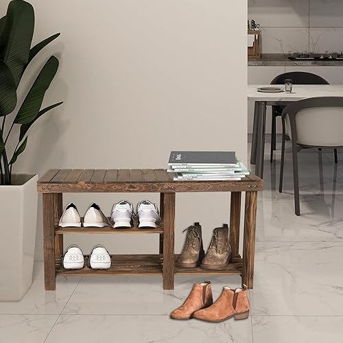 Miniatura 9 de Zapatero resistente de 3 niveles, organizador de zapatos de almacenamiento, soporta hasta 350 libras para organizador de entrada, dormitorio, sala