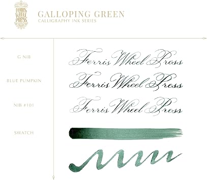 Ferris Wheel Press, Calligraphy Ink, Galloping Green, Deep Racing Green, 28ml