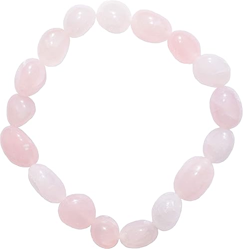 Zenergy Gems - Pulsera con cuentas de cristal natural de 5/16 pulgadas y corazón de carga de selenita (incluido)., sin metal, Charged Rose Quartz