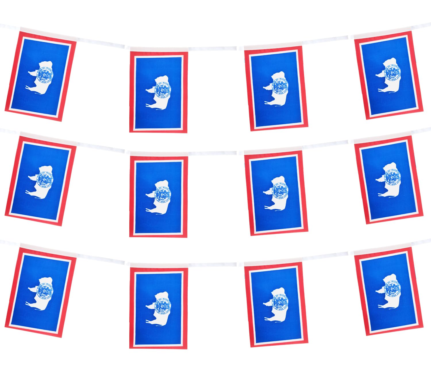 GentleGirl American USA Wyoming Flags Banner String Small Mini US Wyoming State Pennant Hangings Flag,U.S. States Party Outdoor Yard Decorative(100