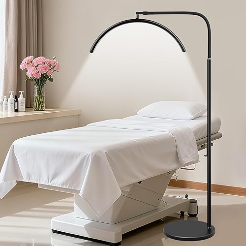 Miniatura 1 de Lámpara flexible de media luna de cuello de cisne, luz LED de pie de 19 pulgadas, sin sombras, para técnicos de pestañas, esteticistas, tatuadores,