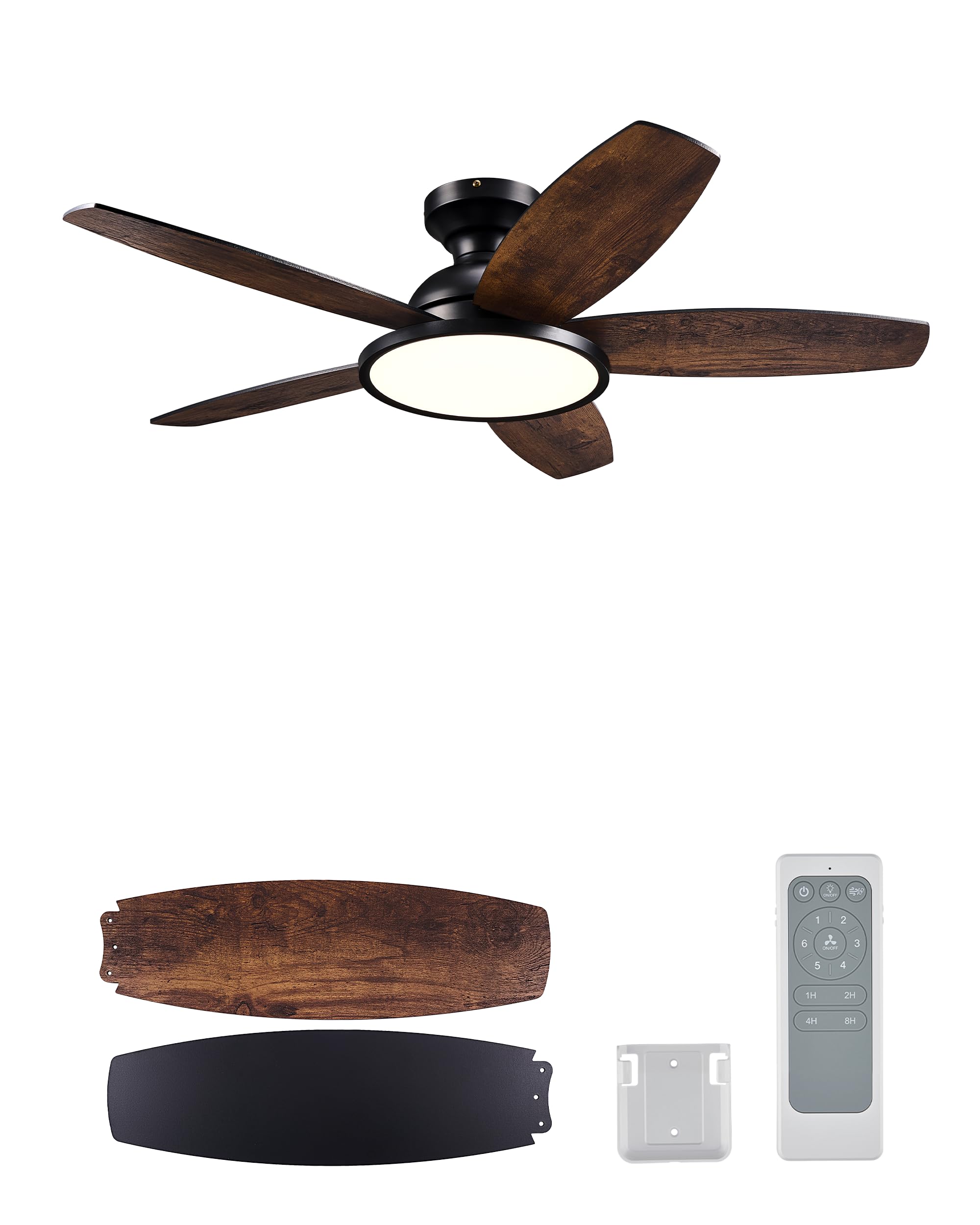 VONLUCE 42 Inch Ceiling Fan with Lights, Black