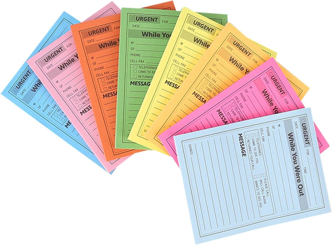 8 Colors While You Were Out OneSided Note Pads,Sticky Note Pads,Message Pads for