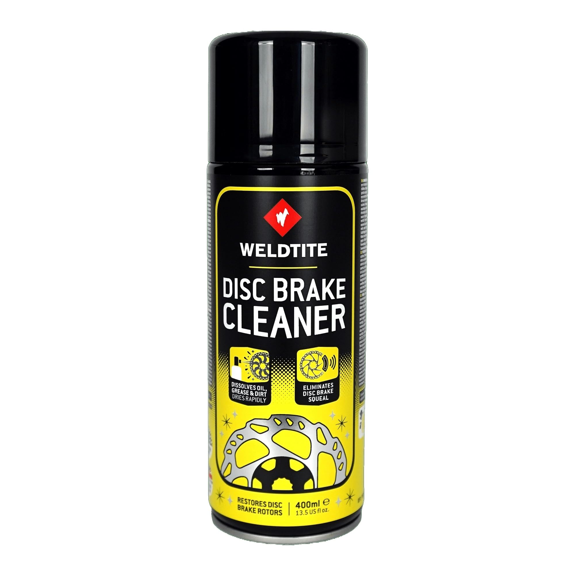 WELDTITE Nettoyant en aérosol pour freins à disque pour vélo, formule non corrosive et à séchage rapide, 400 ml