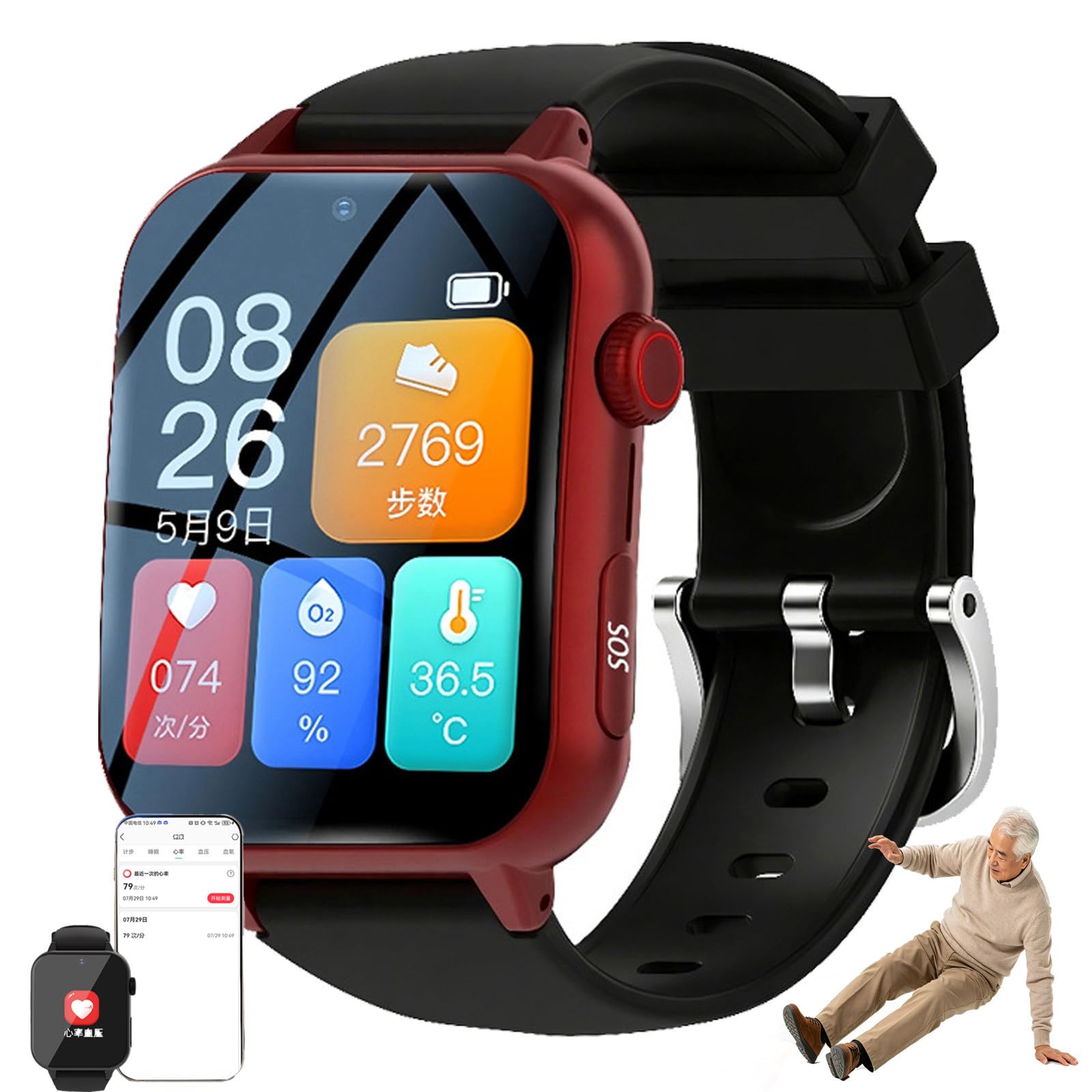Montre Connectée avec Détection De Chute pour Seniors A