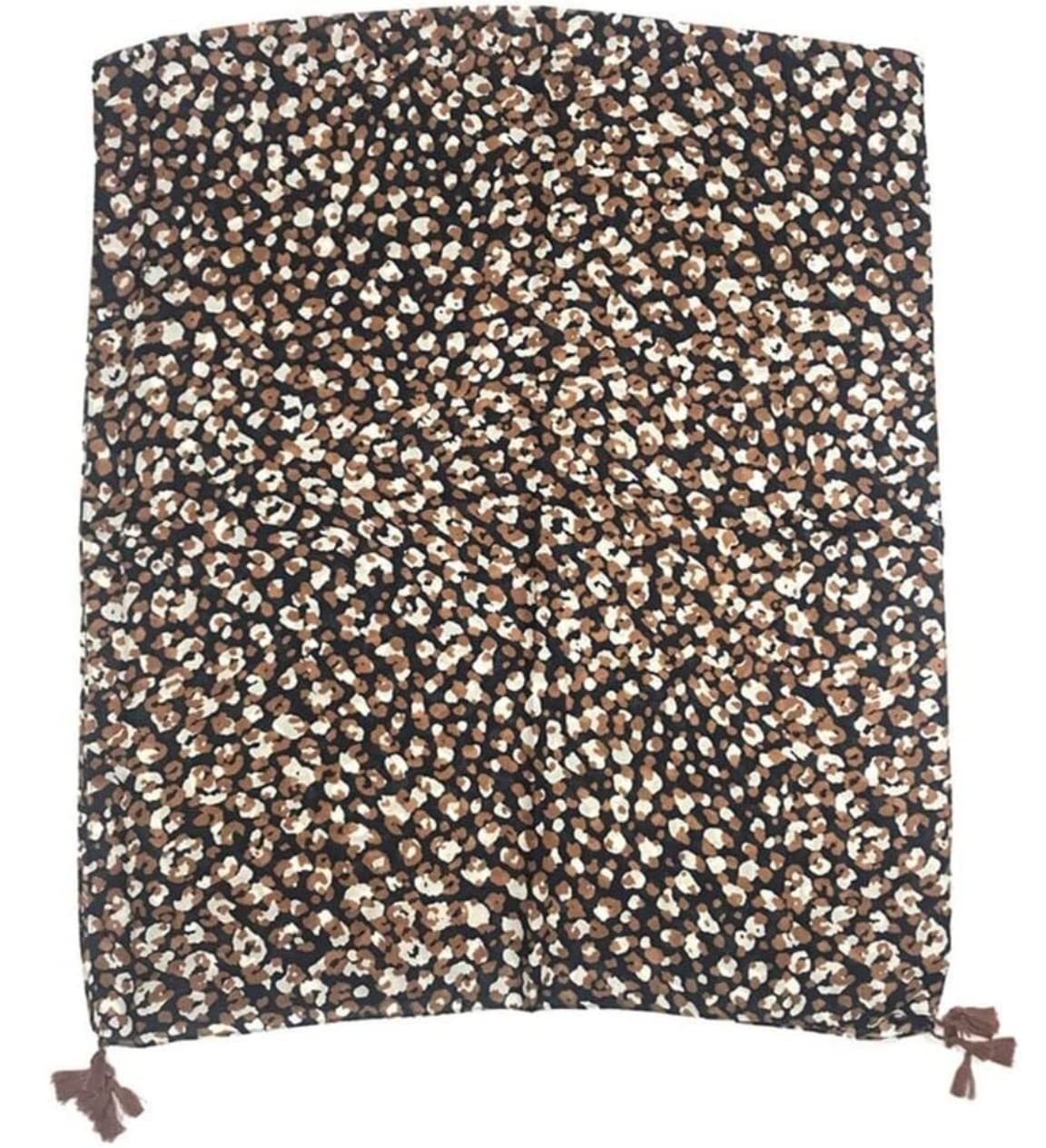 Sciarpa Sciarpe Scialle Sciarpa In Morbido Cotone Leopardato Leggero Con Nappe Scialle