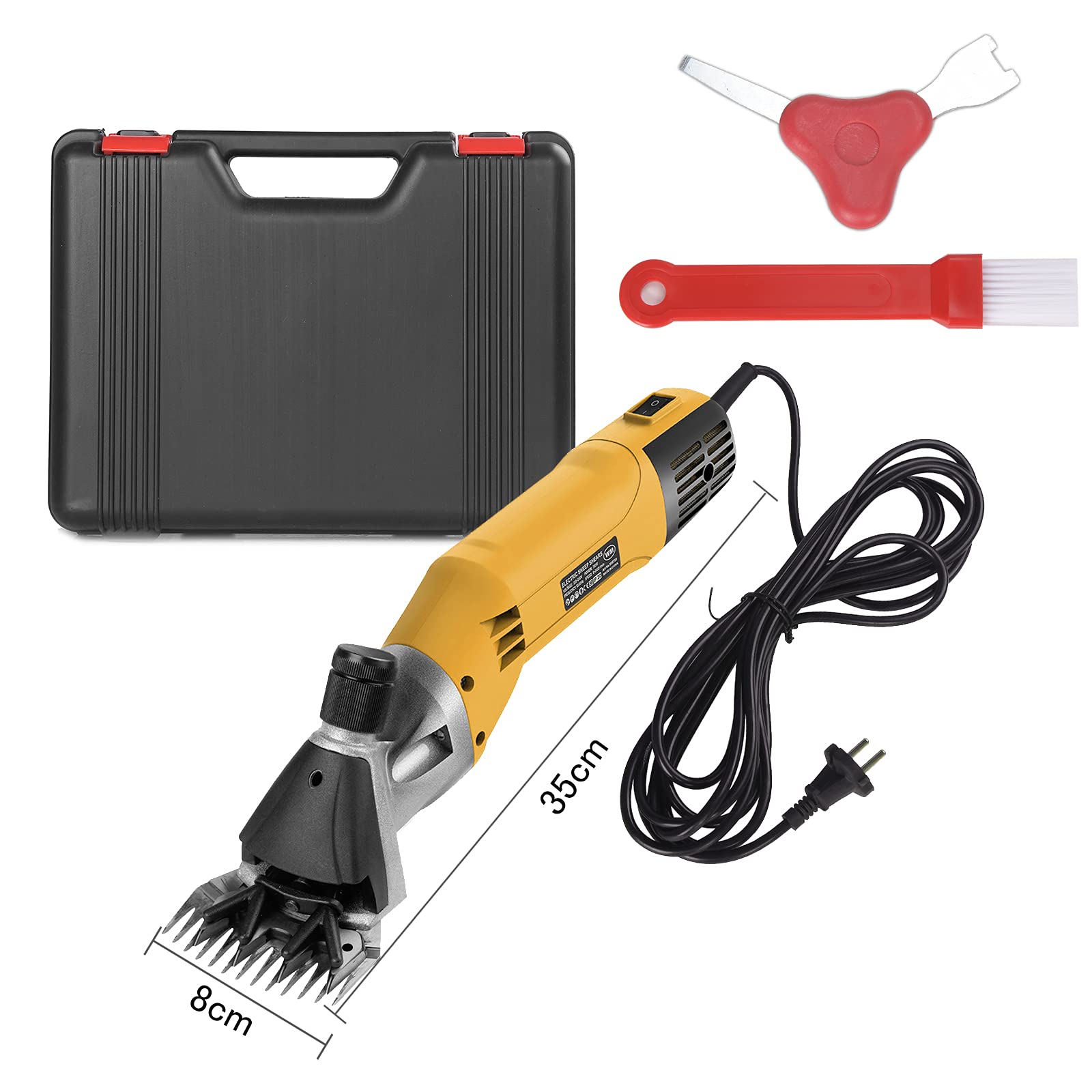 Vinteky 780W Esquiladora Ovejas, Cortapelos Eléctrico Profesional para Ovejas Alpacas Cabras, 6 Velocidades Ajustables (Amarillo)