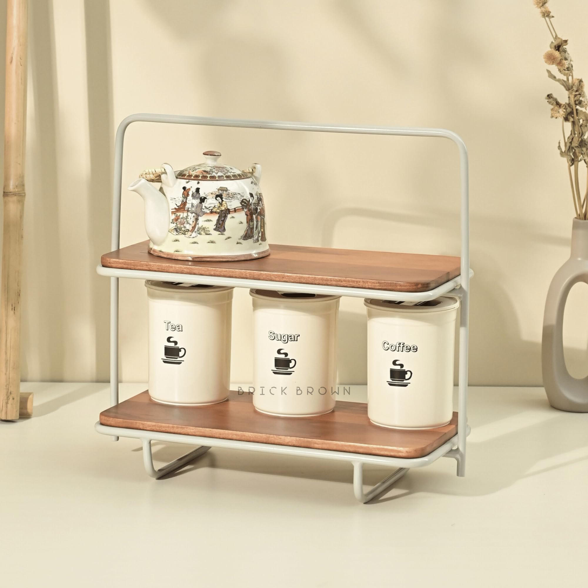 Brick Brown ® Premium Almond Organizer | Wooden Spice Rack | 2-Tier Kitchen Countertop | Cabinet Storage Shelf | Tiered Shelf Organizer | Storage Shelves/Spice Shelf/Spice Rack 20.3 x 43 x 40.6 cm (B0D9LYKVZ8) Amazon Price History, Amazon Price Tracker