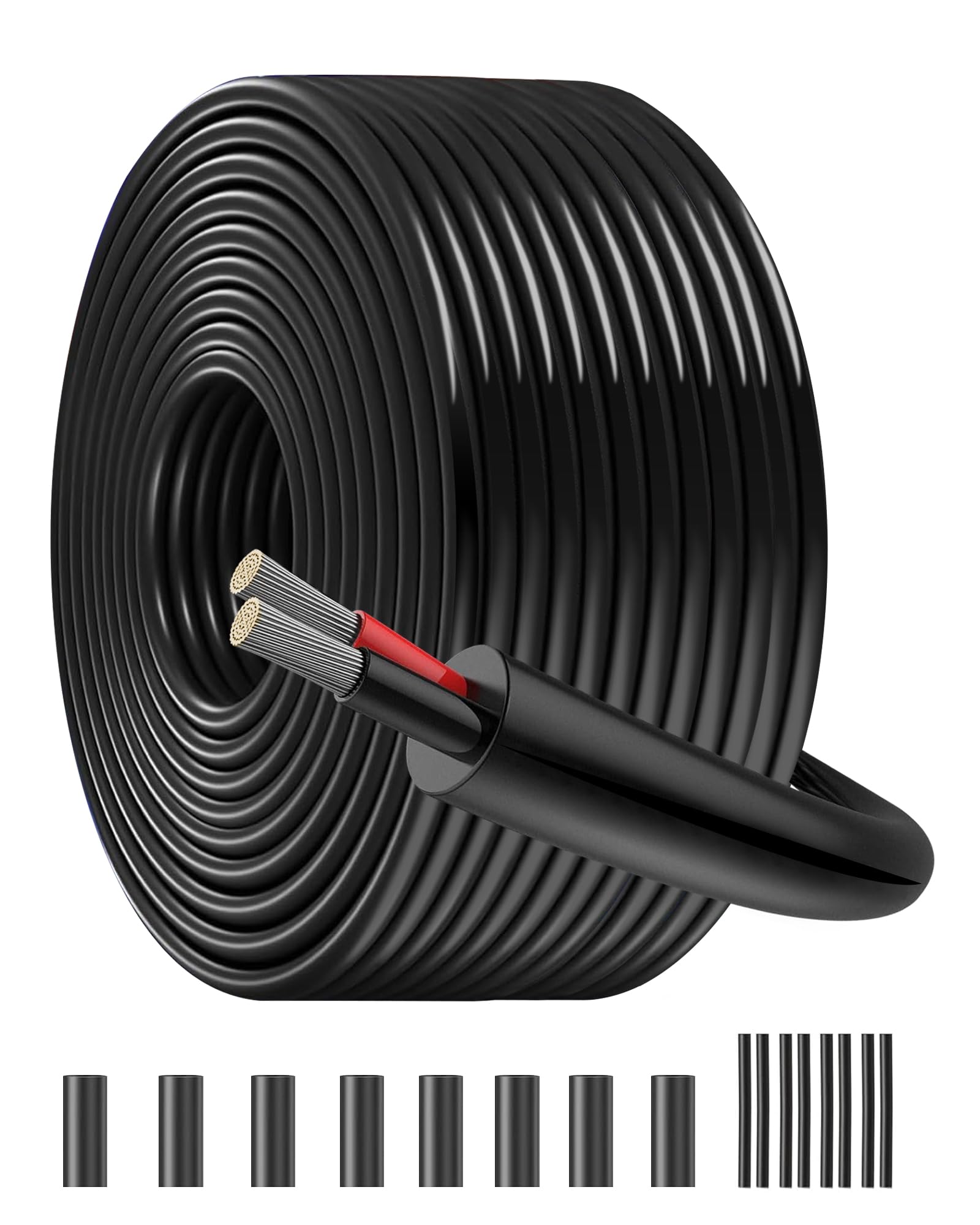16 Gauge 2 Conductor Wire Oxygen-Free Tinned Copper 1.5mm² Core × 2 | 82.02FT/25M Flexible PVC Sheathed Cable | 12V/24V/240V/300V Rated for LED Lighting Transformers,Automotive Electrics