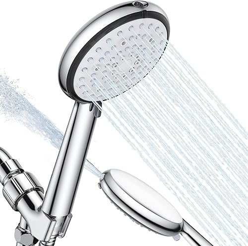 VEWO Cabezal de ducha con cabezales de ducha de alta presión de 6 modos y pulverizador de lavado eléctrico integrado para limpiar bañera, azulejos y