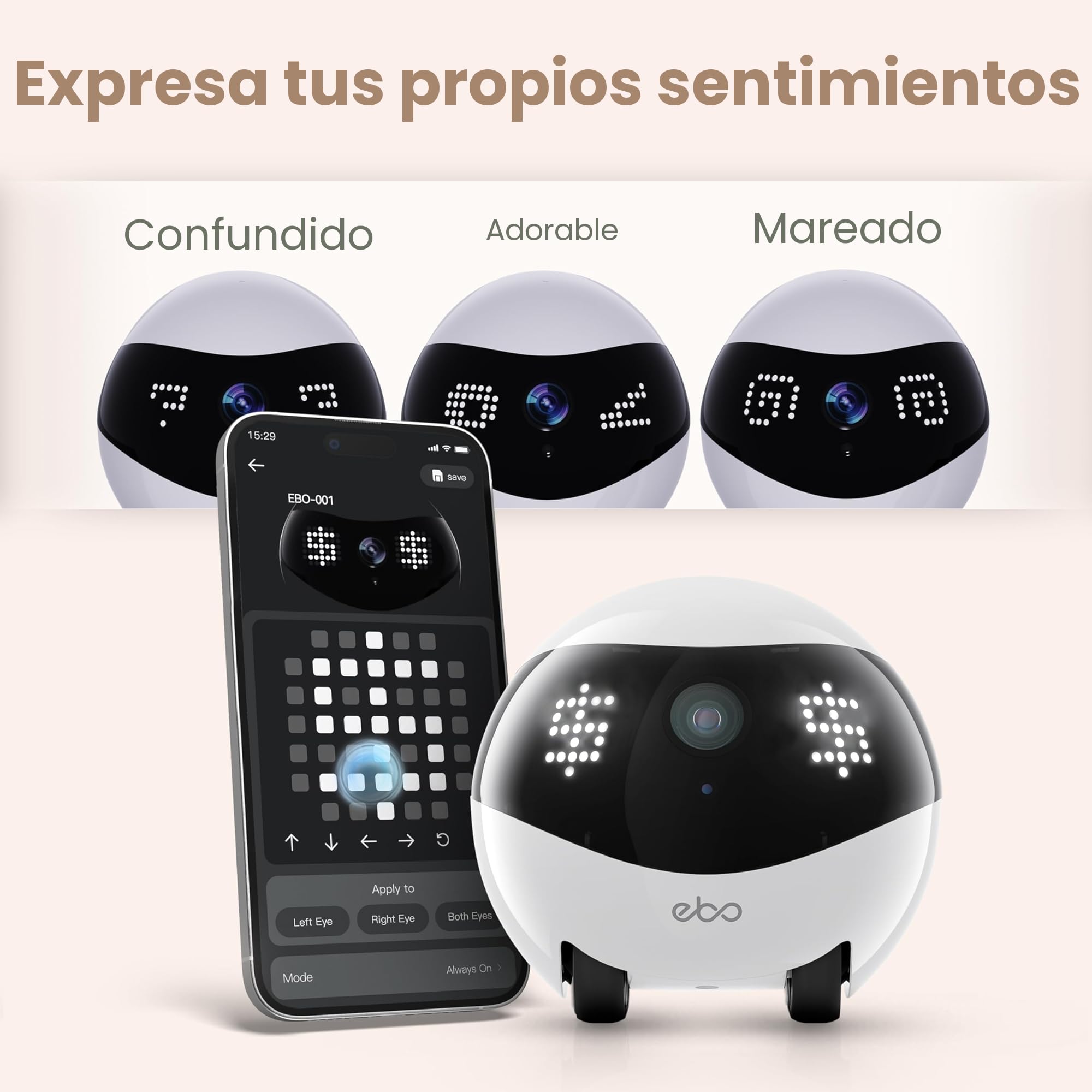 Enabot EBO Air 2 FamilyBot - Robot cámara para mascotas 2K, seguimiento de animales AI, gran angular de 137°, carga automática, almacenamiento local, para gatos y perros (rosa)