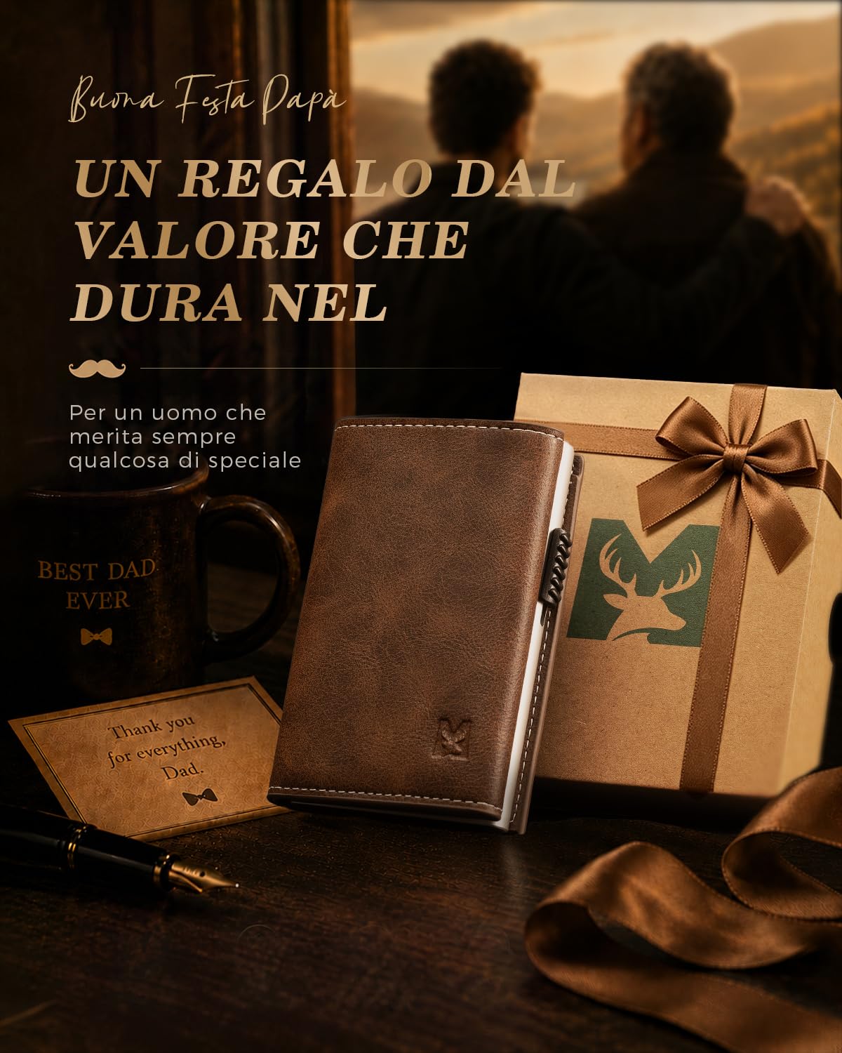 Portafoglio Pop-Up da Uomo con Tasca per Monete, Portafoglio Trifold con Finestra ID, Porta Carte RFID Intelligente con 6 Scomparti per Fino a 11 Carte (Marrone)