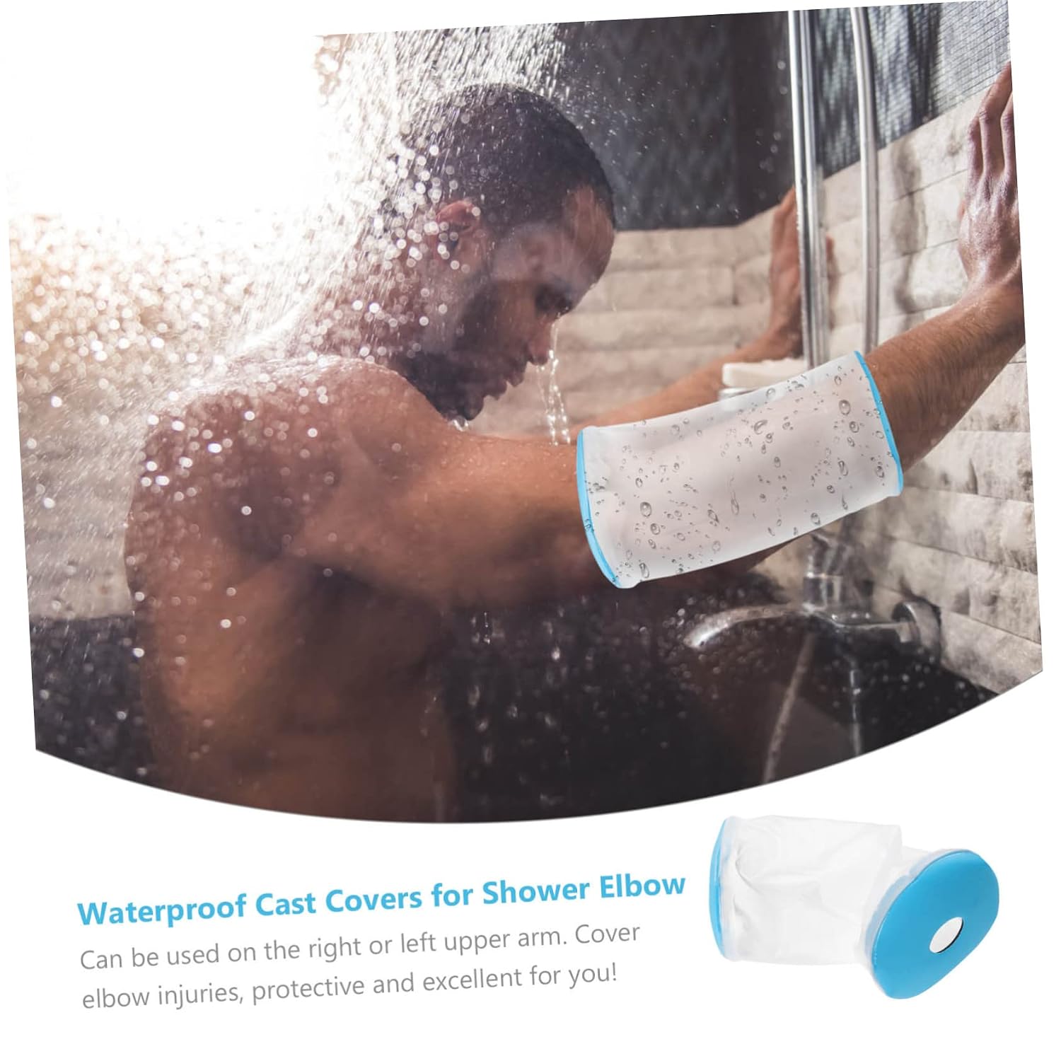 ORFOFE Waterproof Shower Cast Cover for Elbow 1-Piece Protector Sleeve for Upper Arm Reusable Cover to Keep Wounds Dry During Bathing
