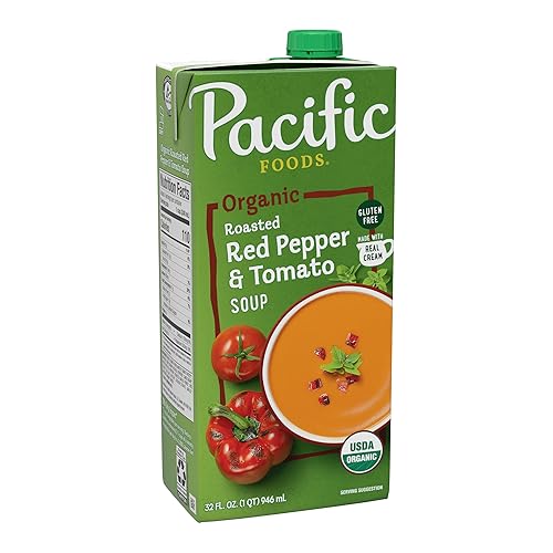 Pacific Foods Sopa orgánica de tomate y pimiento rojo tostado 32 onzas