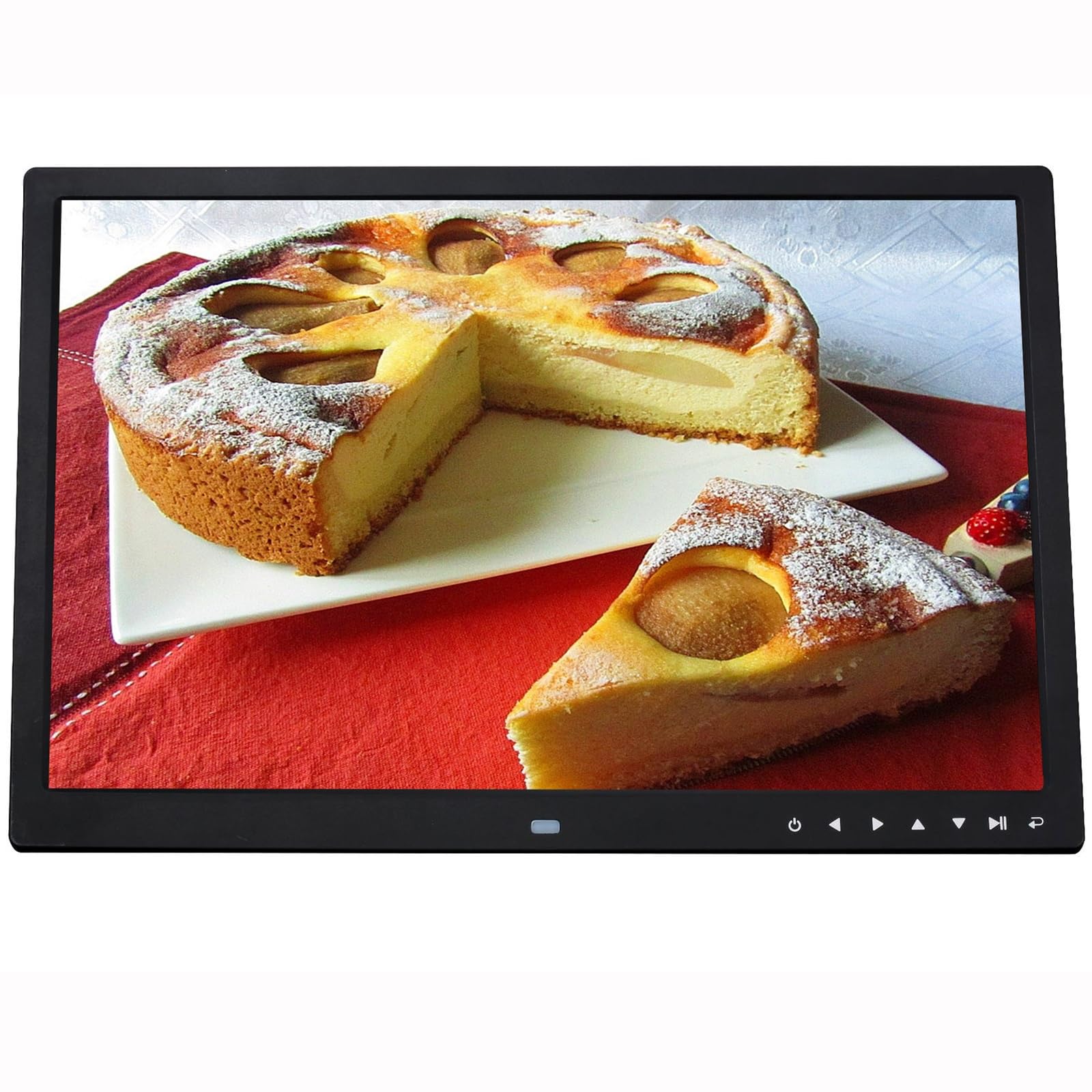 17-inch HD Wall-Mounted Video Advertising Display with Touch Buttons and HDMI Input (White/Black)