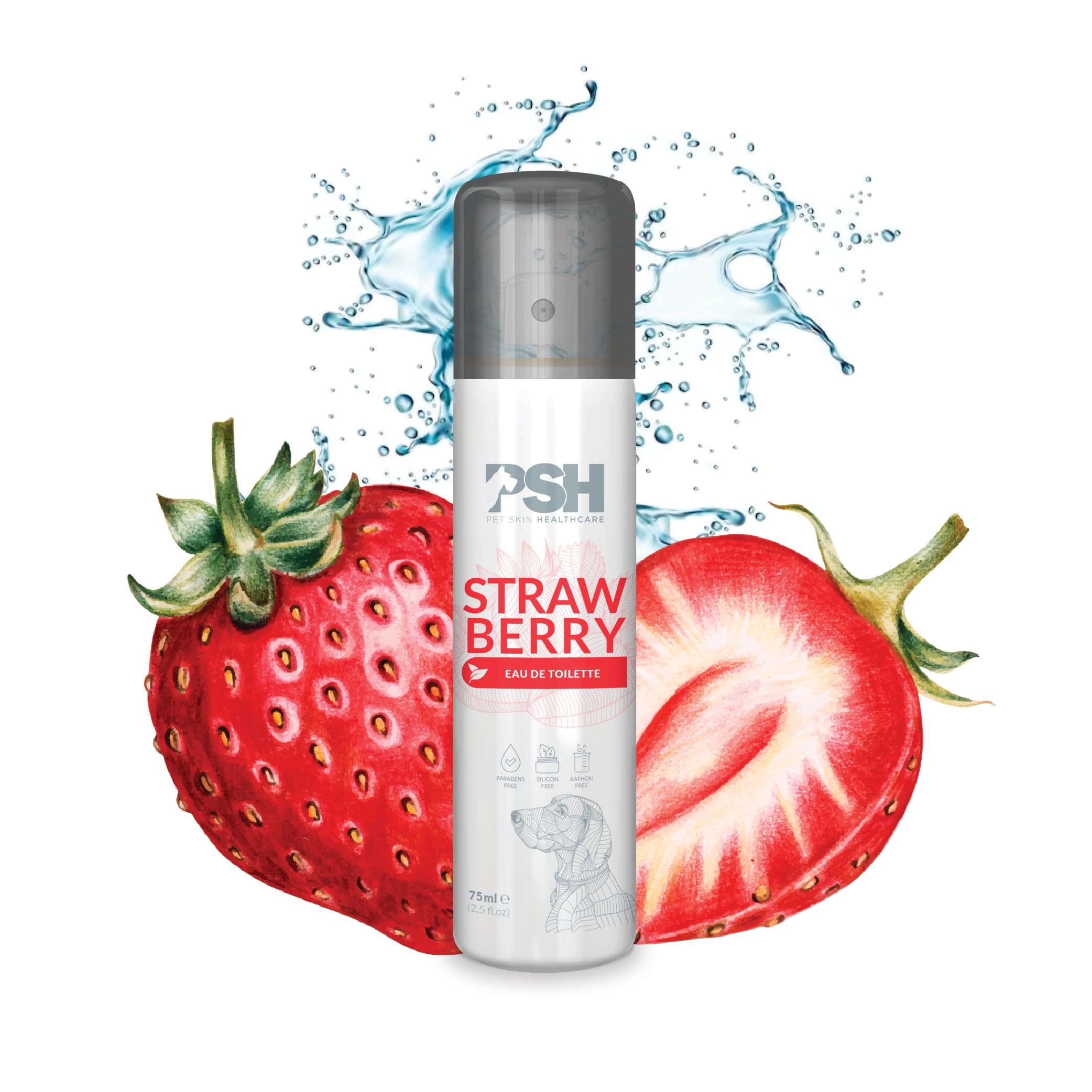 PSH Strawberry - Eau de Toilettes Frutales - Agua de Colonia para Perros Fragancia a Fresa sin Alcohol - 75 ml
