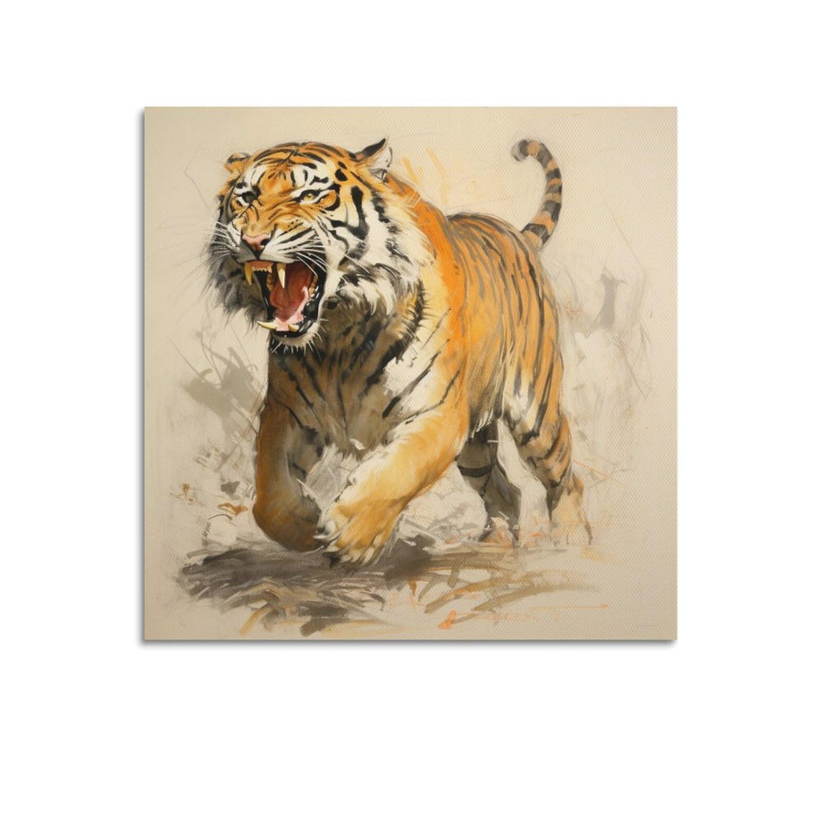 Xkuga Boys Unframe-Style Big Cats Hunting Poster Vintage Wildlife Jungle King Tiger Modern Decorative Canvas Prints - Ideal Wall Art For Family, Man Cave, Game Room, & Girls Bedroom 28X28inch(70X70cm)