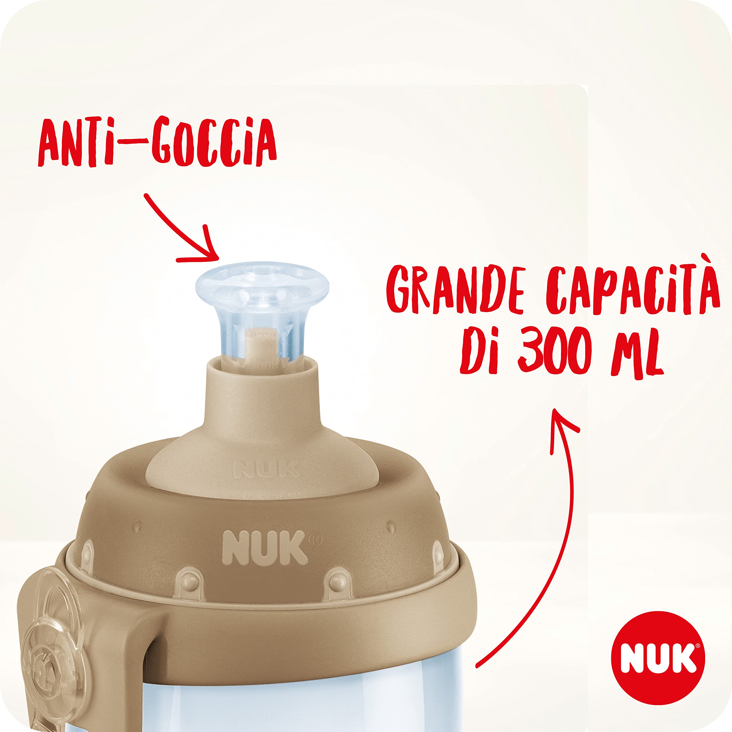 NUK Junior Cup borraccia bambini 300 ml 18+ mesi cangiante beccuccio morbido anti-goccia senza BPA blu