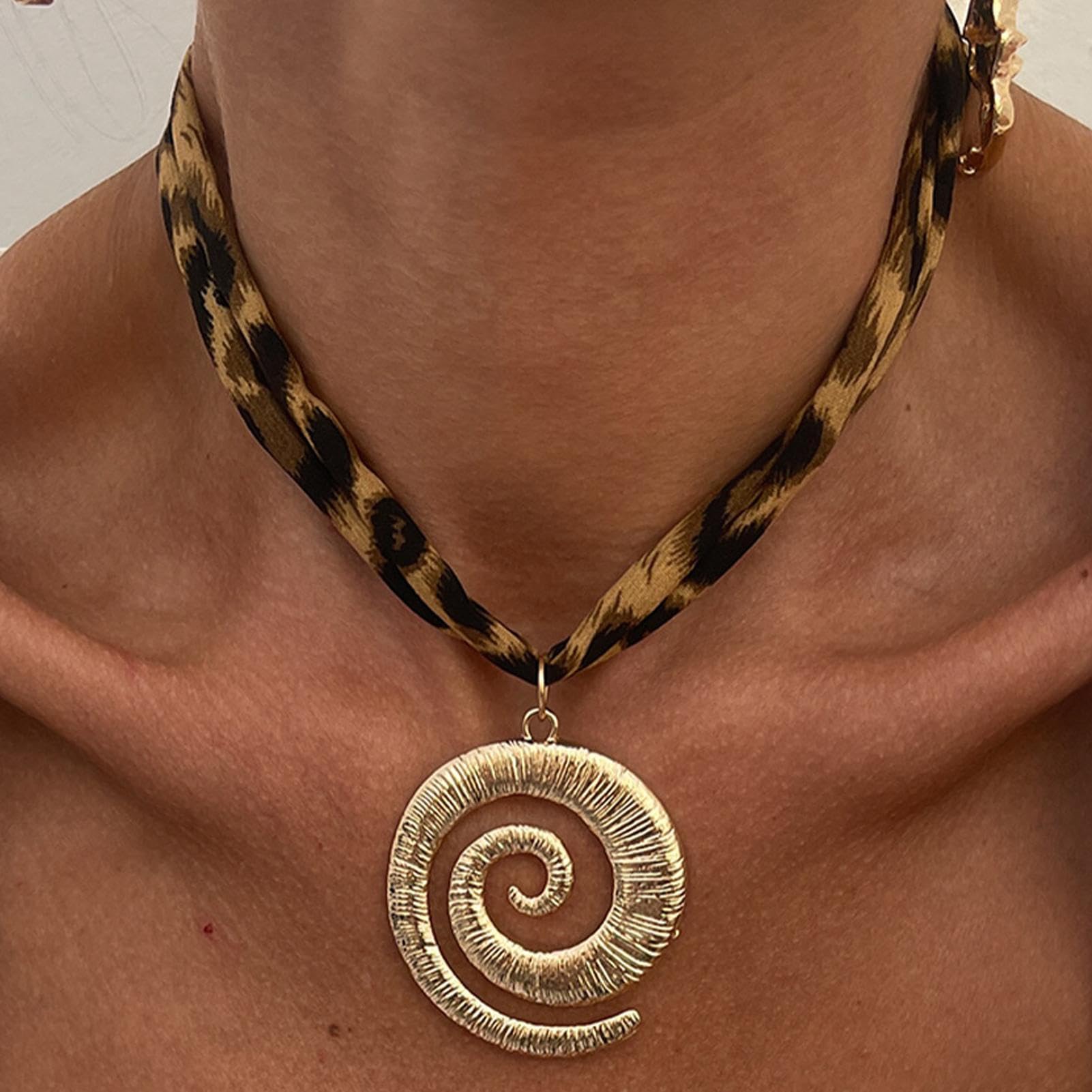 Collares para mujer | Cadena con colgante de concha de estrella de mar - Joyería de moda con estampado de leopardo para mujer, aniversarios, San Valentín, Día de la Madre, Navidad, playa, viajes