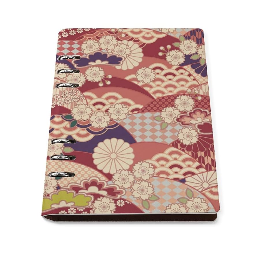 Amazon.co.jp: バインダーノート 和風 和柄 赤 花柄 システム