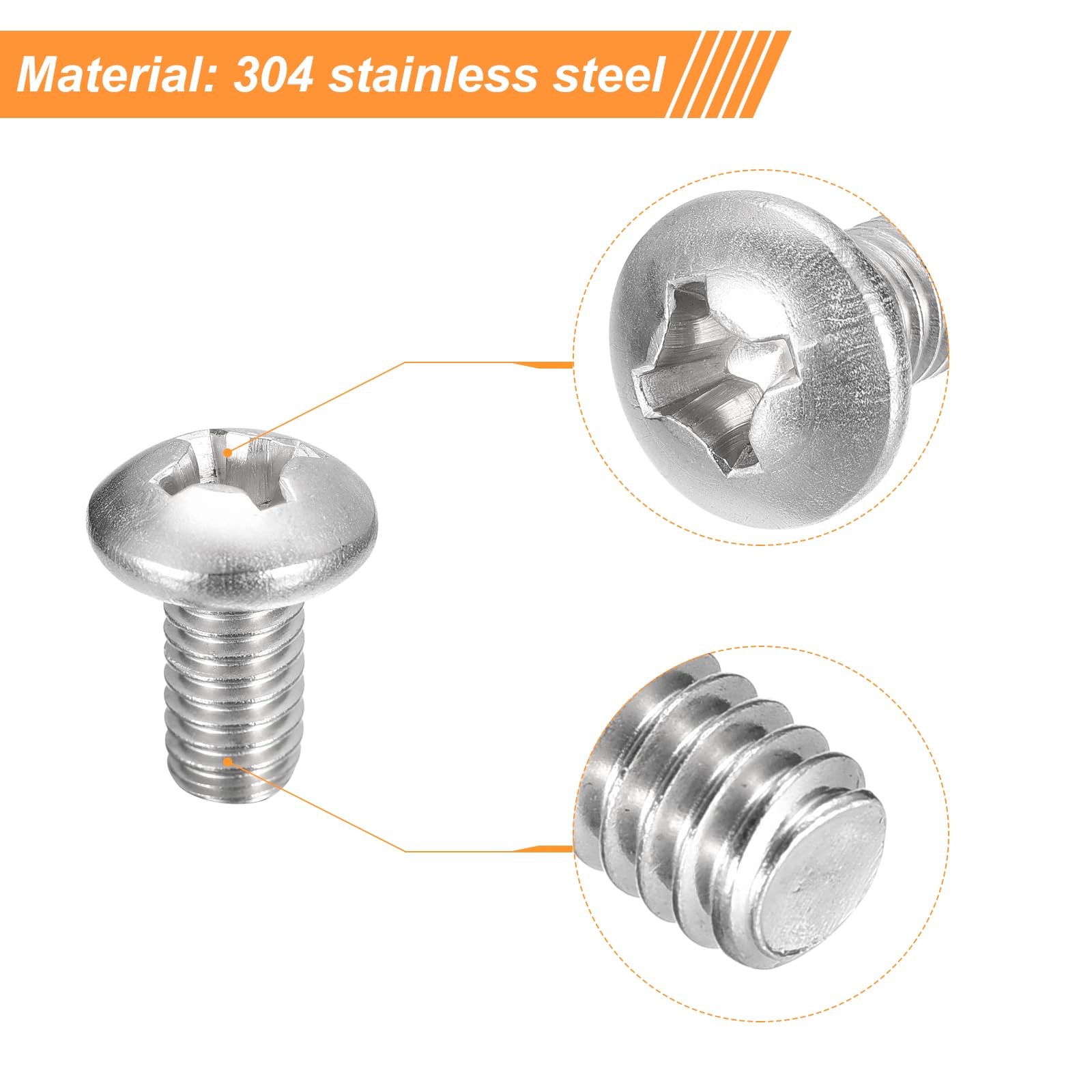 Viti A Bottone Inox Viti Con Testa A Bottone, 5/16-18 X 5/8, Acciaio Inox: Confezione Da 50 Pezzi Viti Testa Bottone Inox - Foto 9