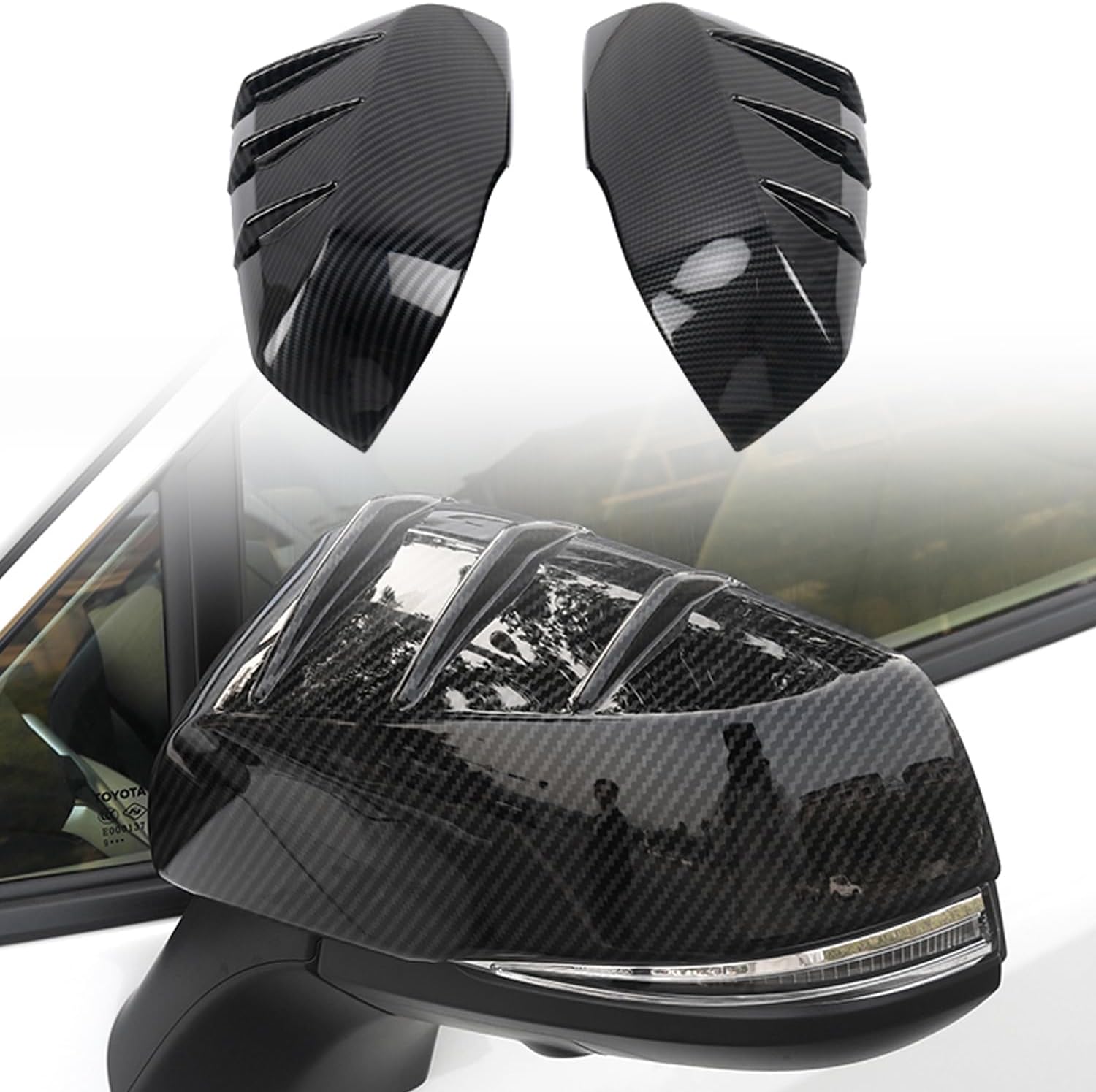 for Toyota Tacoma 2016-2023 Carbon Fiber Black Exterior Side Door Mirror Cover Trim 2pcs Car Accessories (Only Fit Model car with Turn Light)