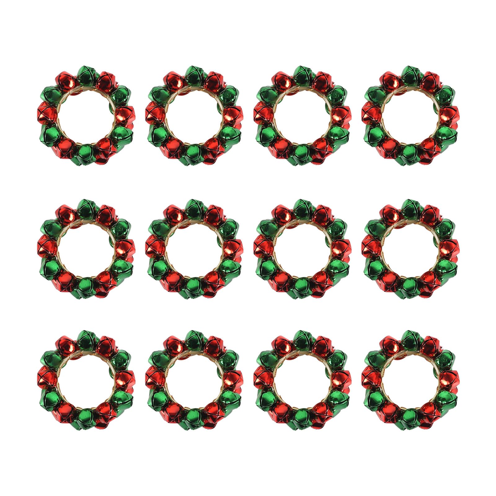Of 12 Festival Bells Napkin Rings for Christmas Table Setting Napkin Holder Seasonal Dinner Party Supplies Rings