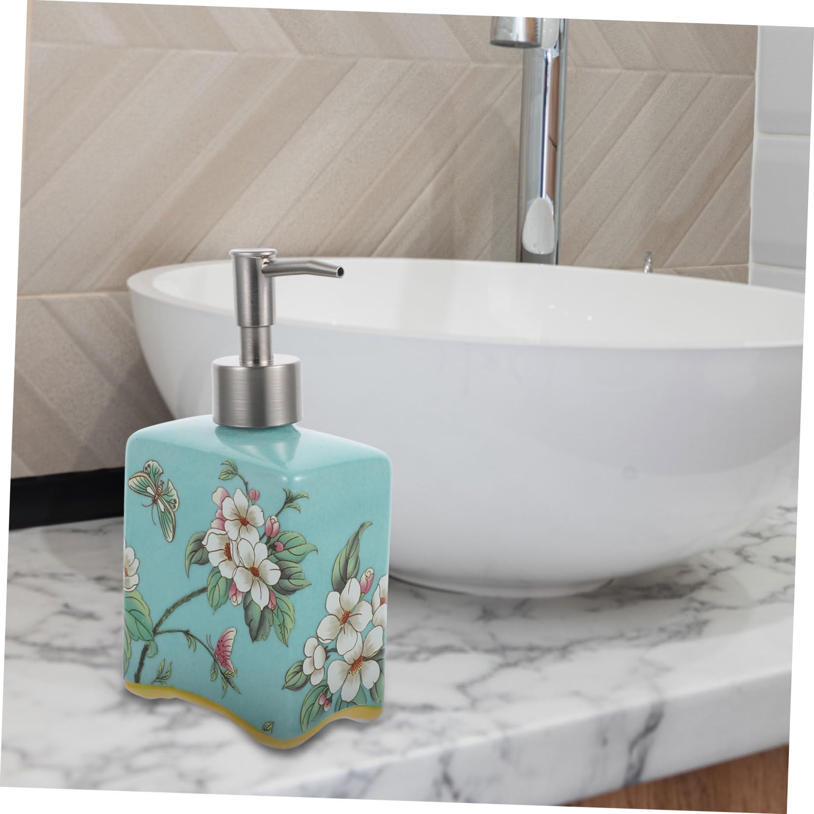 LABRIMP Dispenser di Detergente in Materiale da 410Ml Pompa Facile da Premere, Contenitore Ricaricabile per Shampoo e Detergente Liquido, per Uso Bagno Familiare
