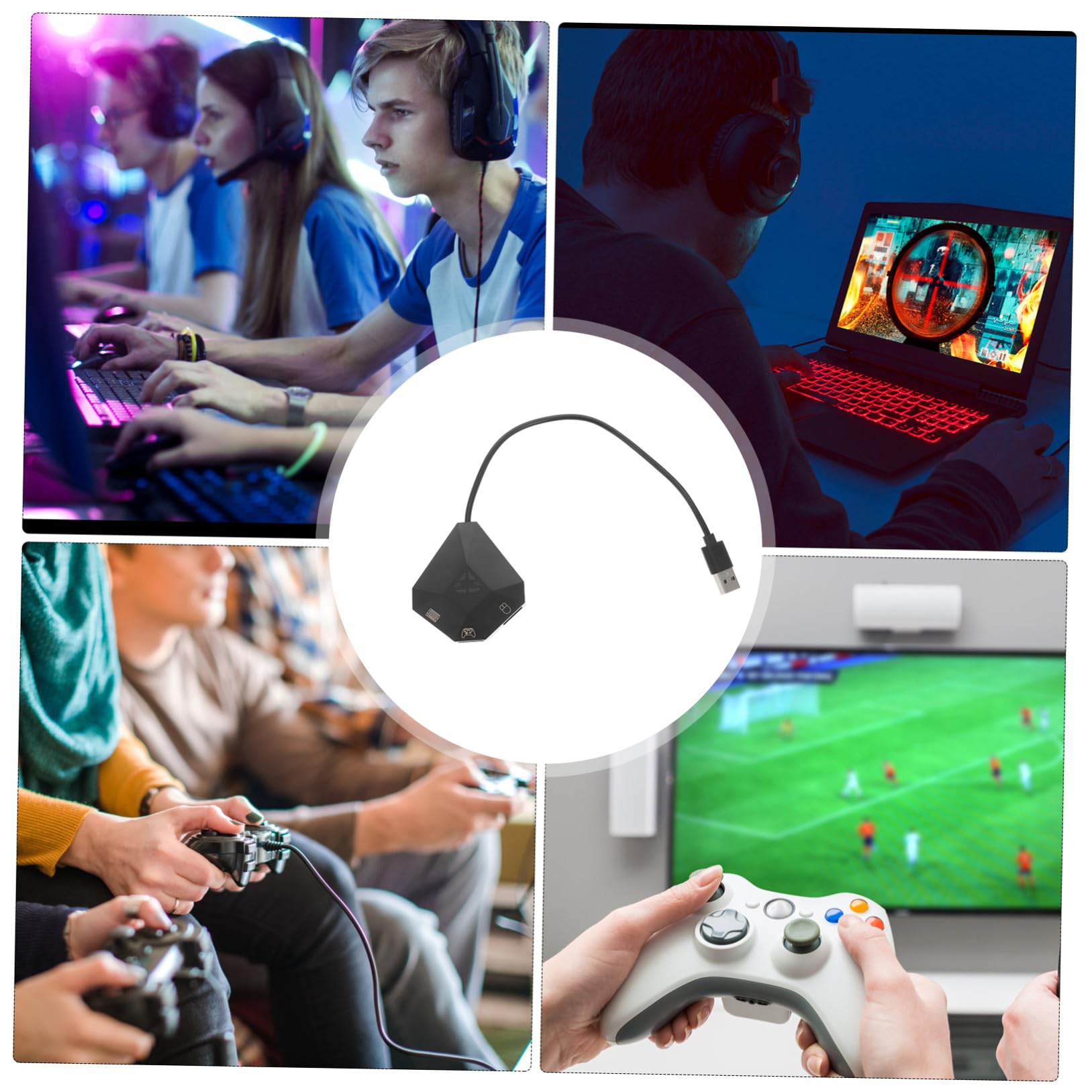 HEMOTON Convertidor De Mouse y Teclado Adaptador Convertidor De Controlador De Juego Accesorios De La Consola De Juegos Estación De Juegos Portátil Controlador USB Ratón Abdominales