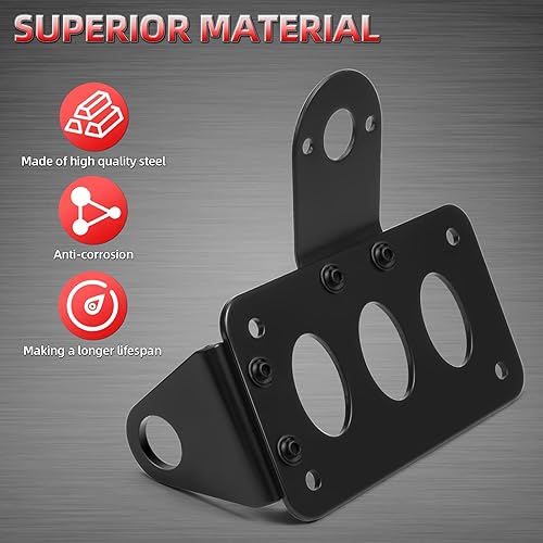 Miniatura 9 de Amazicha Soporte de placa de matrícula de 1 pulgada para motocicleta, soporte de placa de matrícula de montaje lateral curvado compatible con Harley