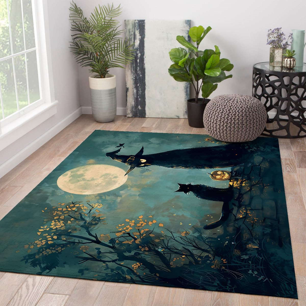 Tapis gothique 180x270cm Halloween tapis de salon d'horreur lavable et antidérapant vintage