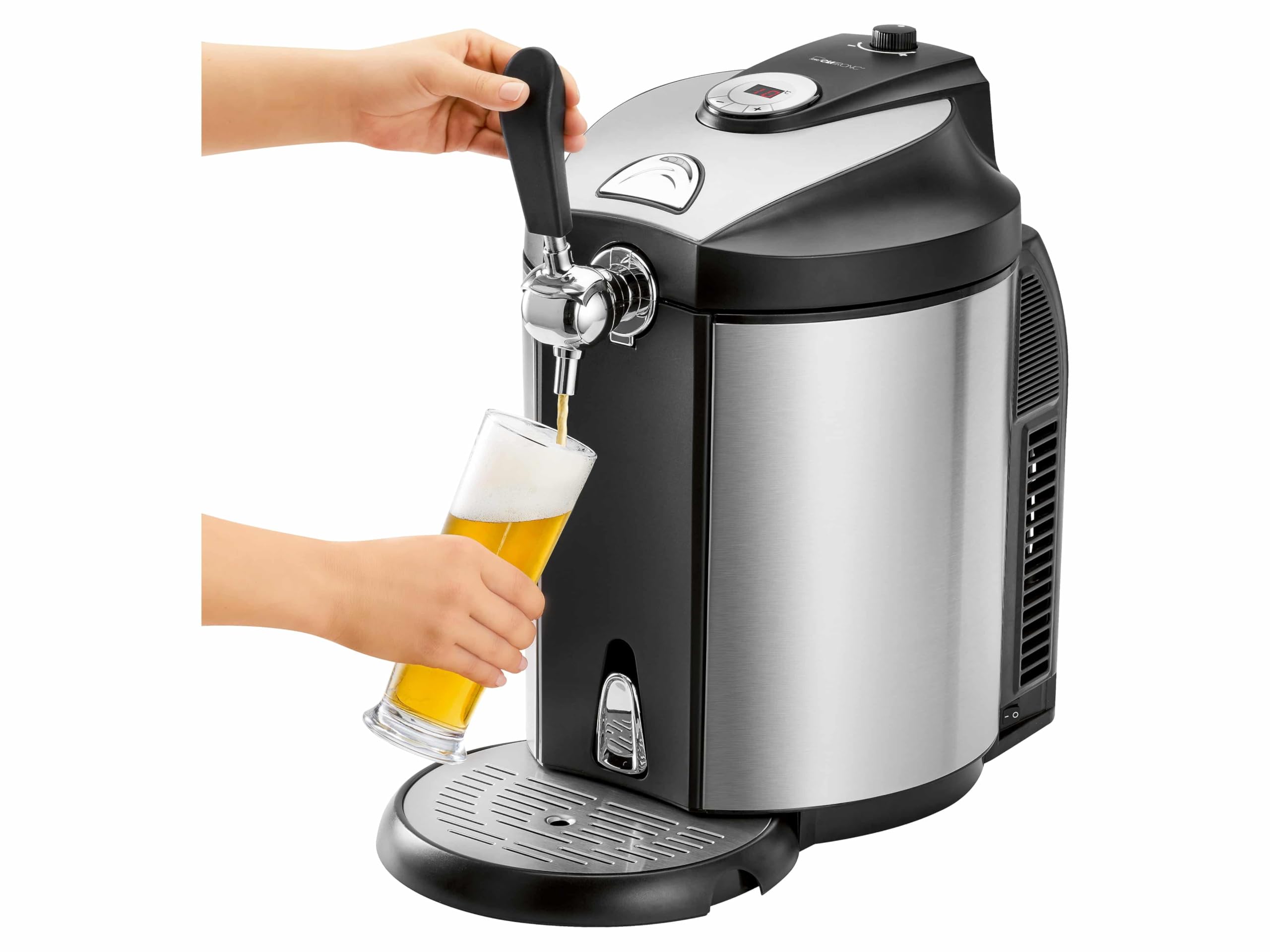 Erogatore di birra Clatronic | Fusti da litro | Raffreddamento da 2 °C a 12 °C | Erogatore | incl. 3 cartucce di CO2 | Regolazione della temperatura | BZ 3740