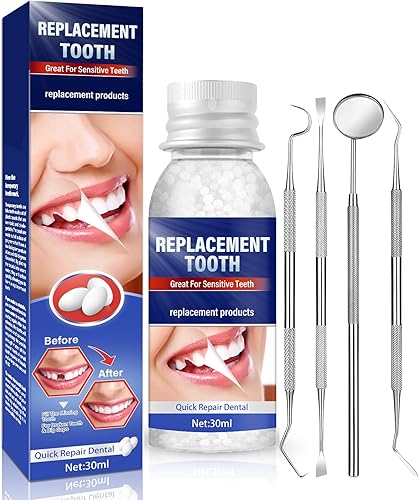 Kit de reparación de dientes, kit de reparación de llenado de dientes moldeables, kit de cuidado dental con 4 herramientas dentales, fijación de los