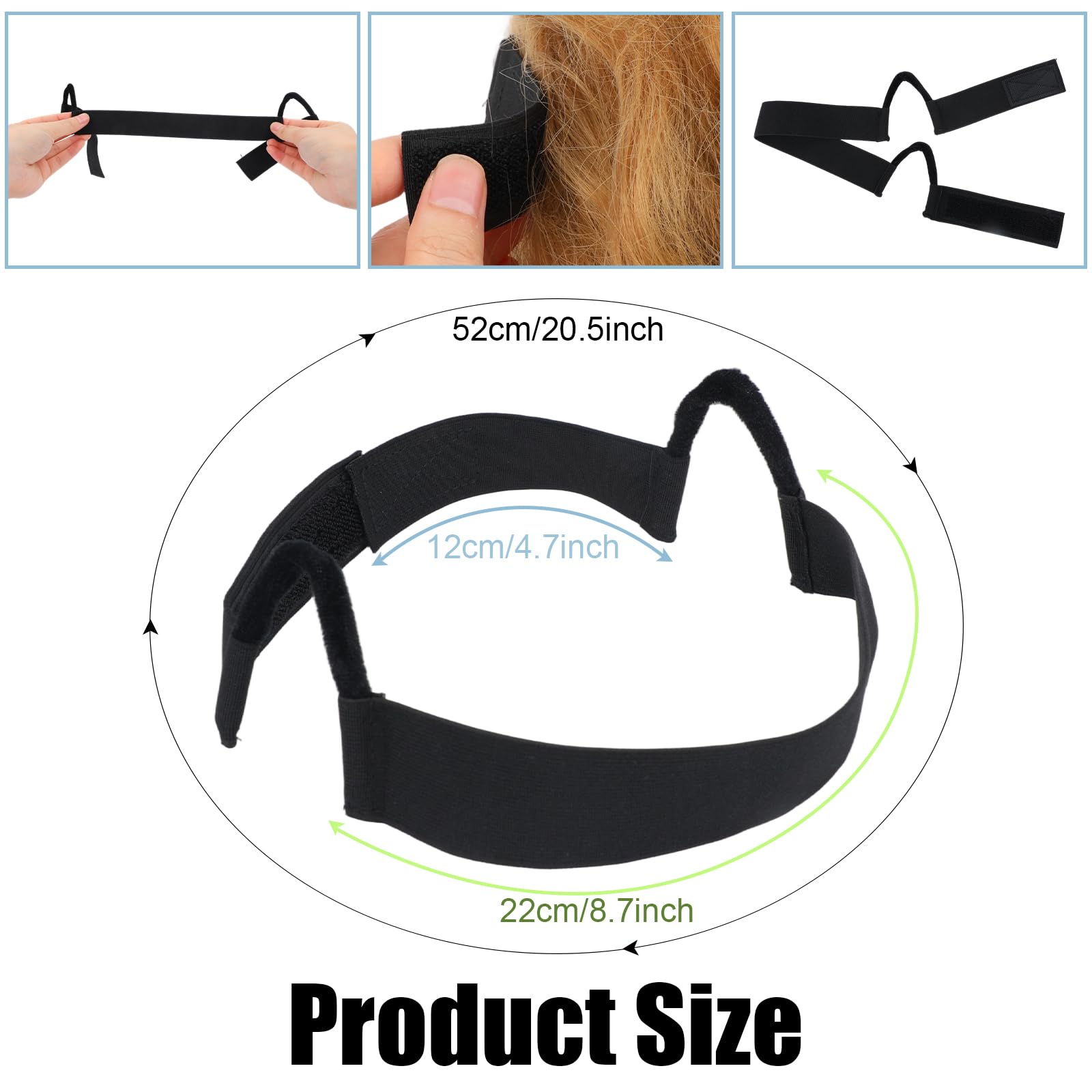 2pcs Wig Band for Lace Front Painless Soft Elastic Melting Band with Ear-Curved Design No Slip Secure Wig Grip Headband for Women (Black) - Image 2