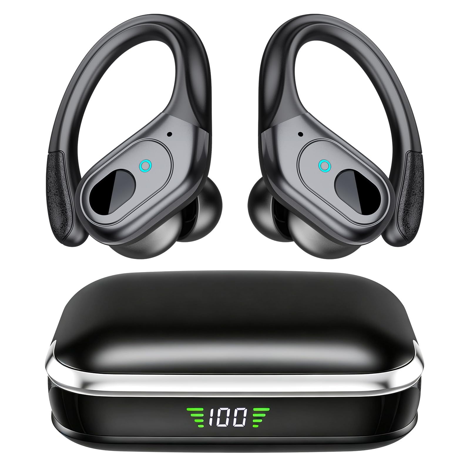 Wireless Earbuds Bluetooth 5.4 Headphones, Noise Canceling Ear Buds with 75hr Playtime, LED Power Display, IPX7 Waterproof Earphones Over Ear Earphones for Sports/Workouts