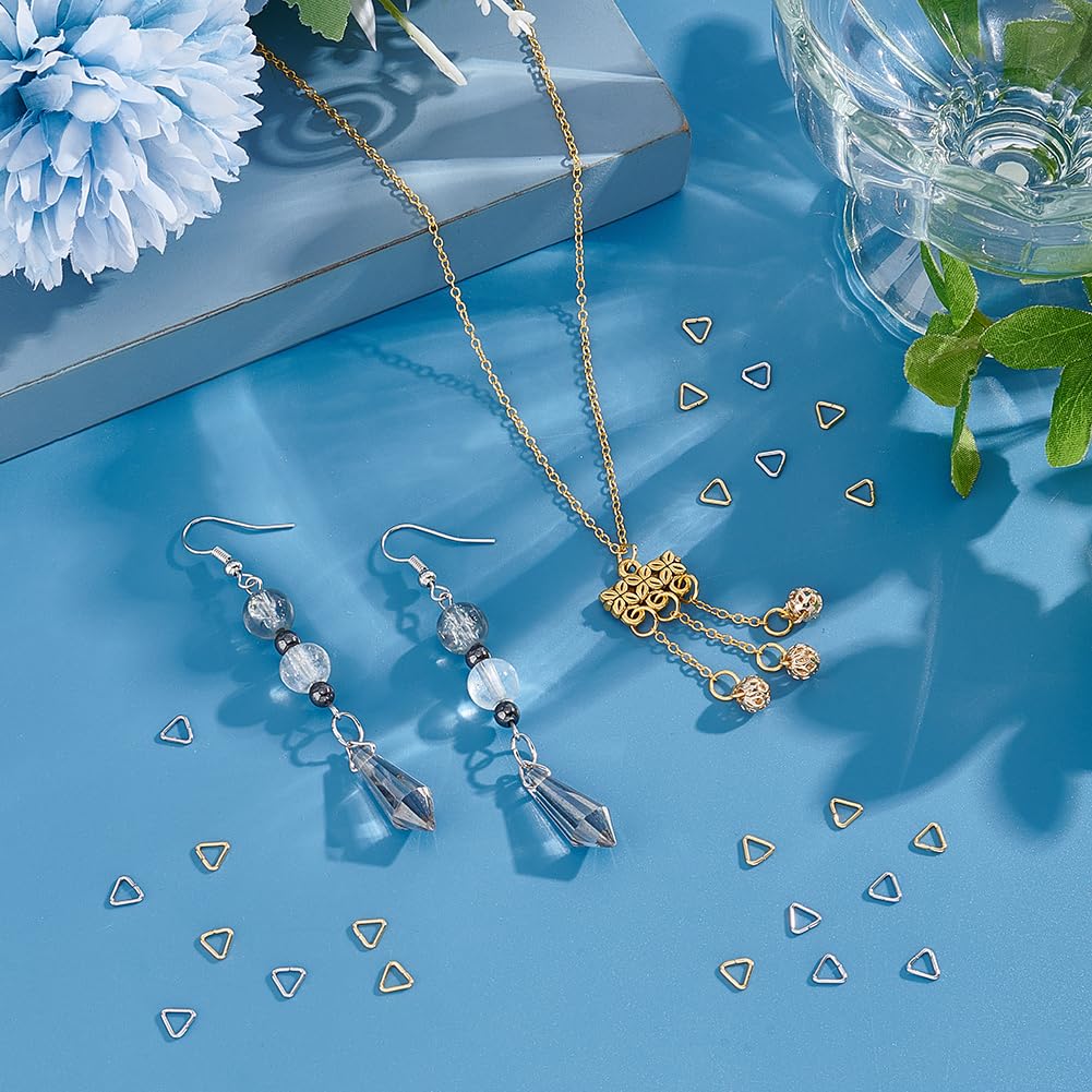 PH PandaHall 18 Karat Vergoldete Dreieckige Offene Biegeringe 120 Stück 5mm Klemmclip Bügel Messing Aufhänger Anschlüsse Anhängerschnalle Schmuckverbinder Für DIY Armband Ohrring Schmuckherstellung