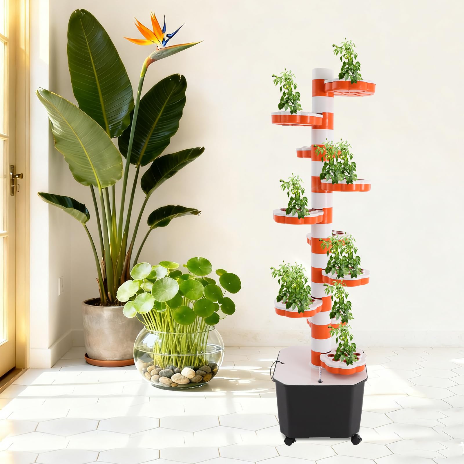 Système de culture hydroponique avec pompe, minuterie, 10 couches et 80 trous, tour de croissance hydroponique, pour la maison, le commerce et les botaniques