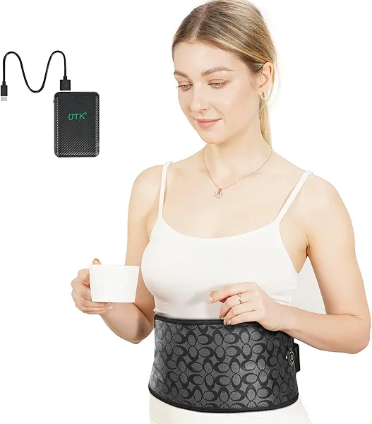 UTK Cordless Far Infrared Heating Pad for Back Pain Relief, Heating Belt for Waist, Lumbar, Abdomen, Electric 3 Heat Settings Up to 149℉,Natural Jade for Lower Back Pain Relief