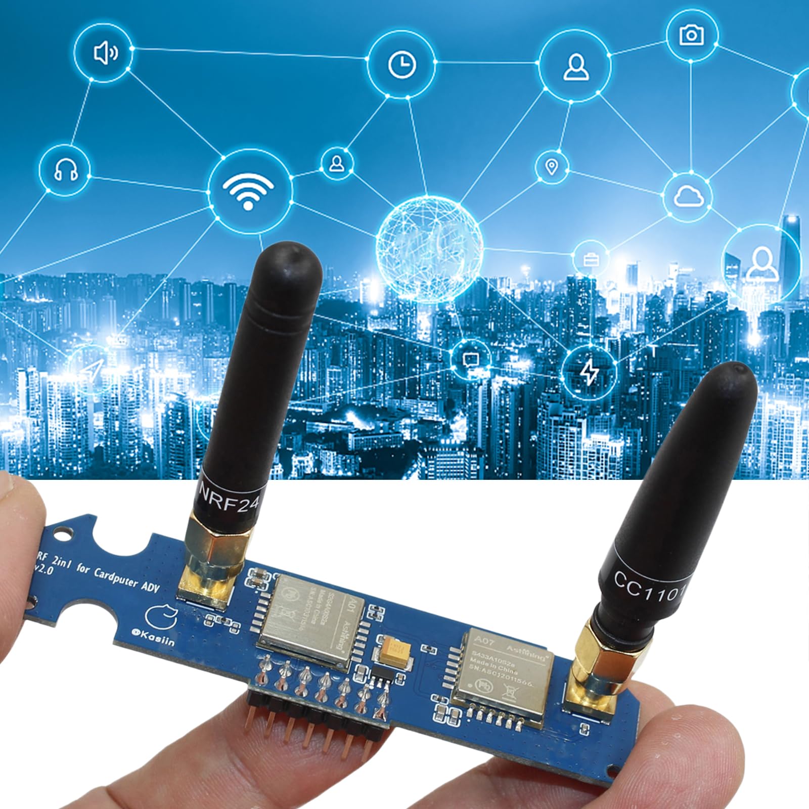 Genérico para M5stack Cardputer NRF24 y CC1101 Dual Bandas Board Enhanced Antenna Stability Tool 2.4G/433M Signale Antennenverbesserungsboards