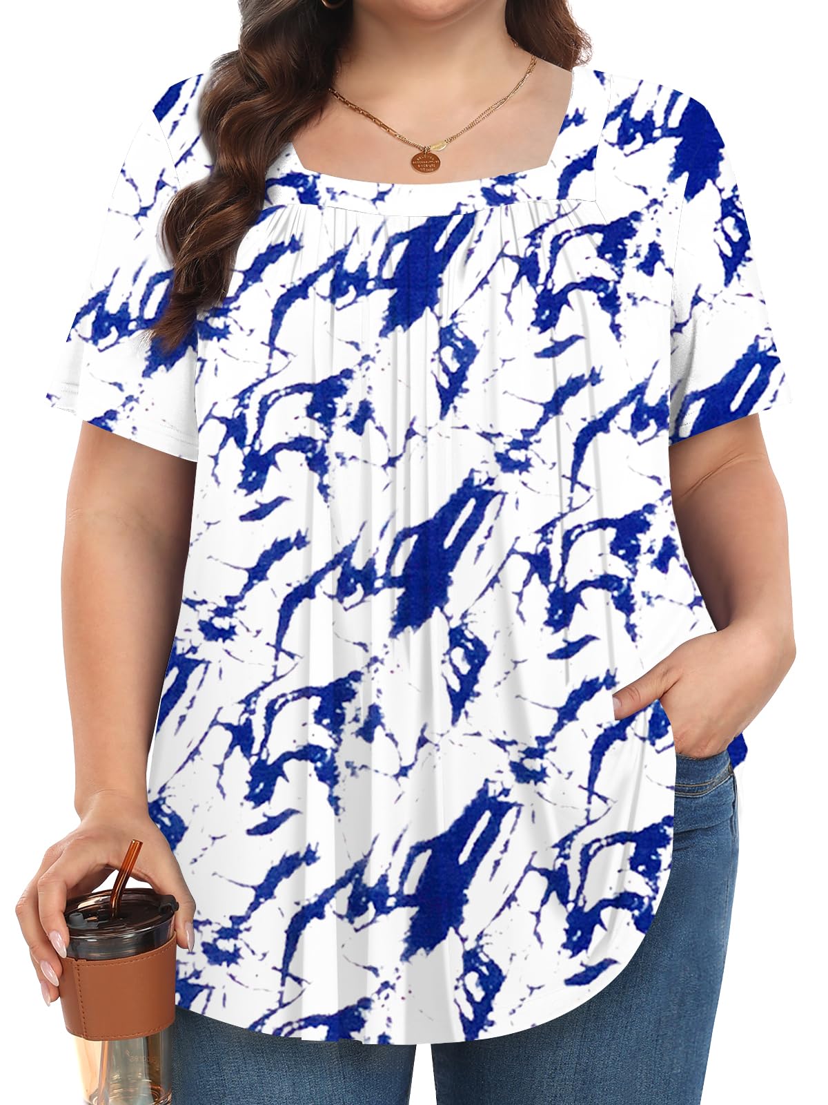 Womens Plus Size Tops Tunic Summer Short Sleeve Loose Shirts Clothes 1x-5x