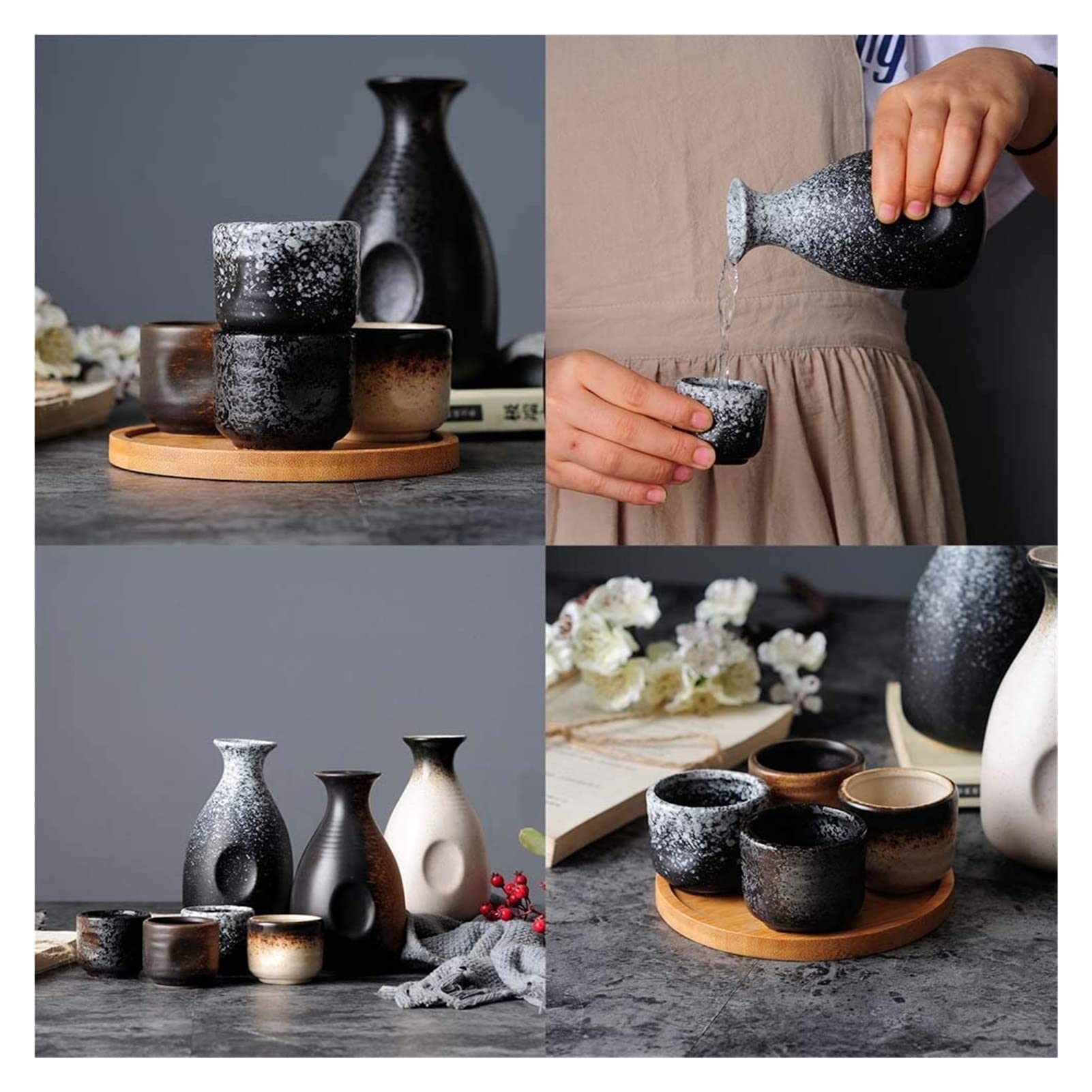BBAUER Tasse à saké Style Japonais Ensemble de saké Ensemble de Verre rétro Classique en céramique