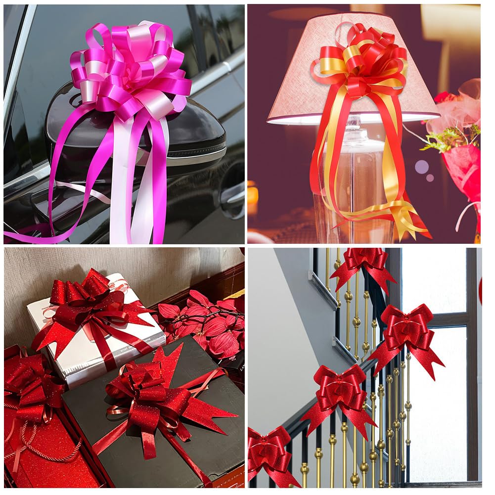 Zieh Schleifen 48 pcs Geschenkschleife Geschenkverpackung Ziehschleife Autoschleifen Hochzeitsschleifen für Partys Geburtstage Weihnachten Hochzeit Dekorationen Einzugsgeschenke Abschluss