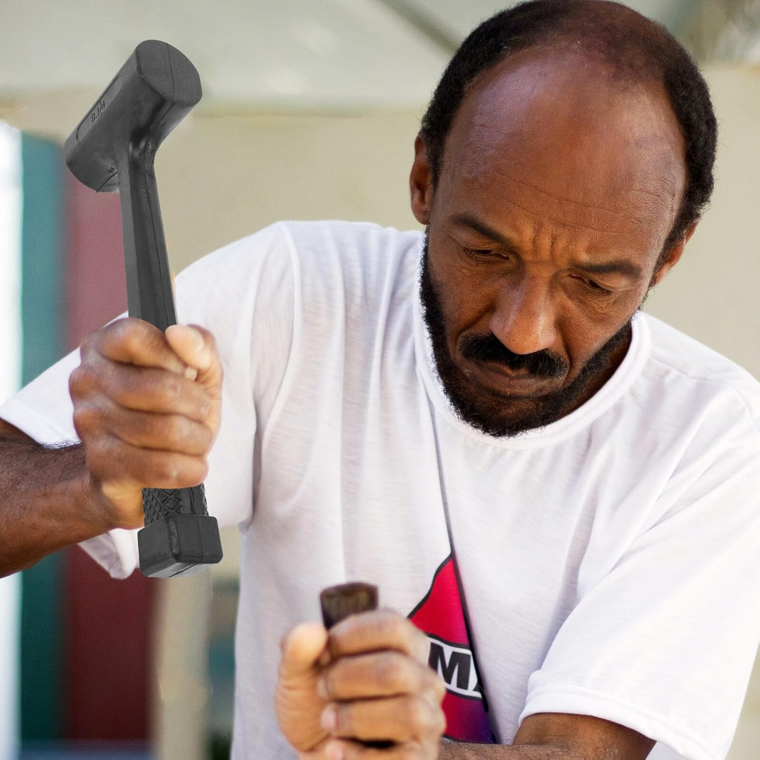 2 Pcs Non-slip Rubber Mallets with Shock-resistant Heads Ergonomic Anti-skid Handle for Tile Flooring Installation Woodworking Leather Crafts and Automotive Use