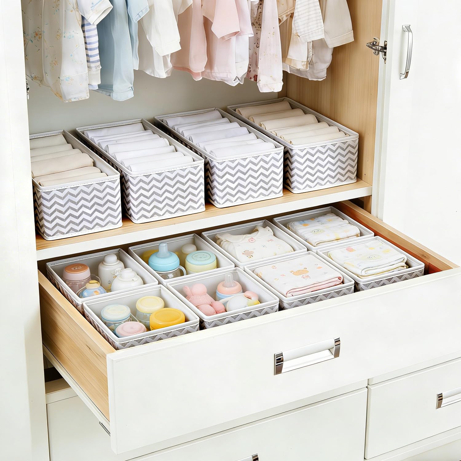 Evance 12 Plegable Organizador de Cajones Tela Ropa Interior Sujetadores Gris