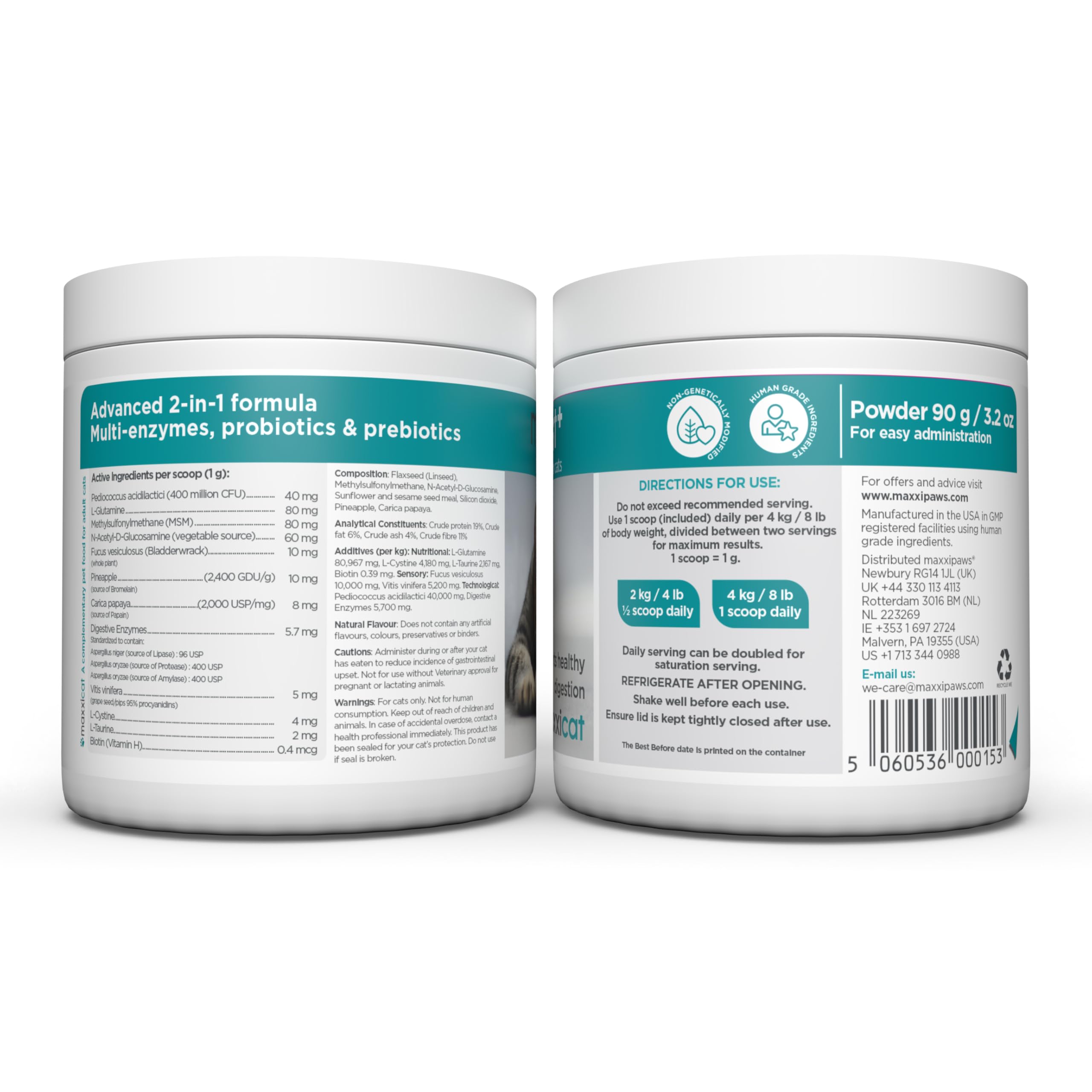 maxxipaws maxxidigest+ Prebiotici e Probiotici per Gatti - Integratore per l'Apparato Digerente e il Sistema Immunitario, 90g