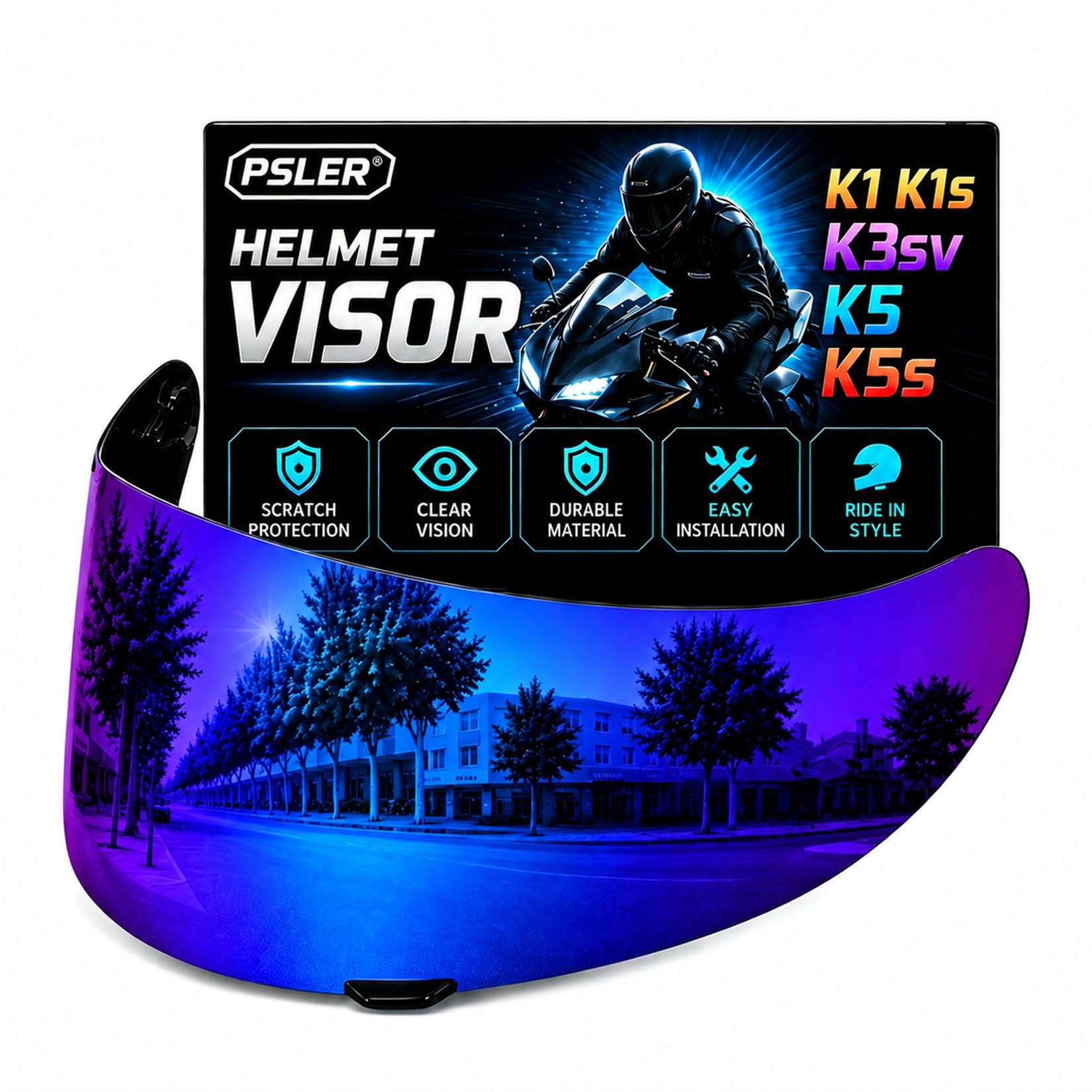 PSLER k1s Visor - k1 Helmet Visor k3 sv Przyciemniany wizjer k5 Zamiennik osłony twarzy dla k1 k1s k3 sv k5, tęczowy
