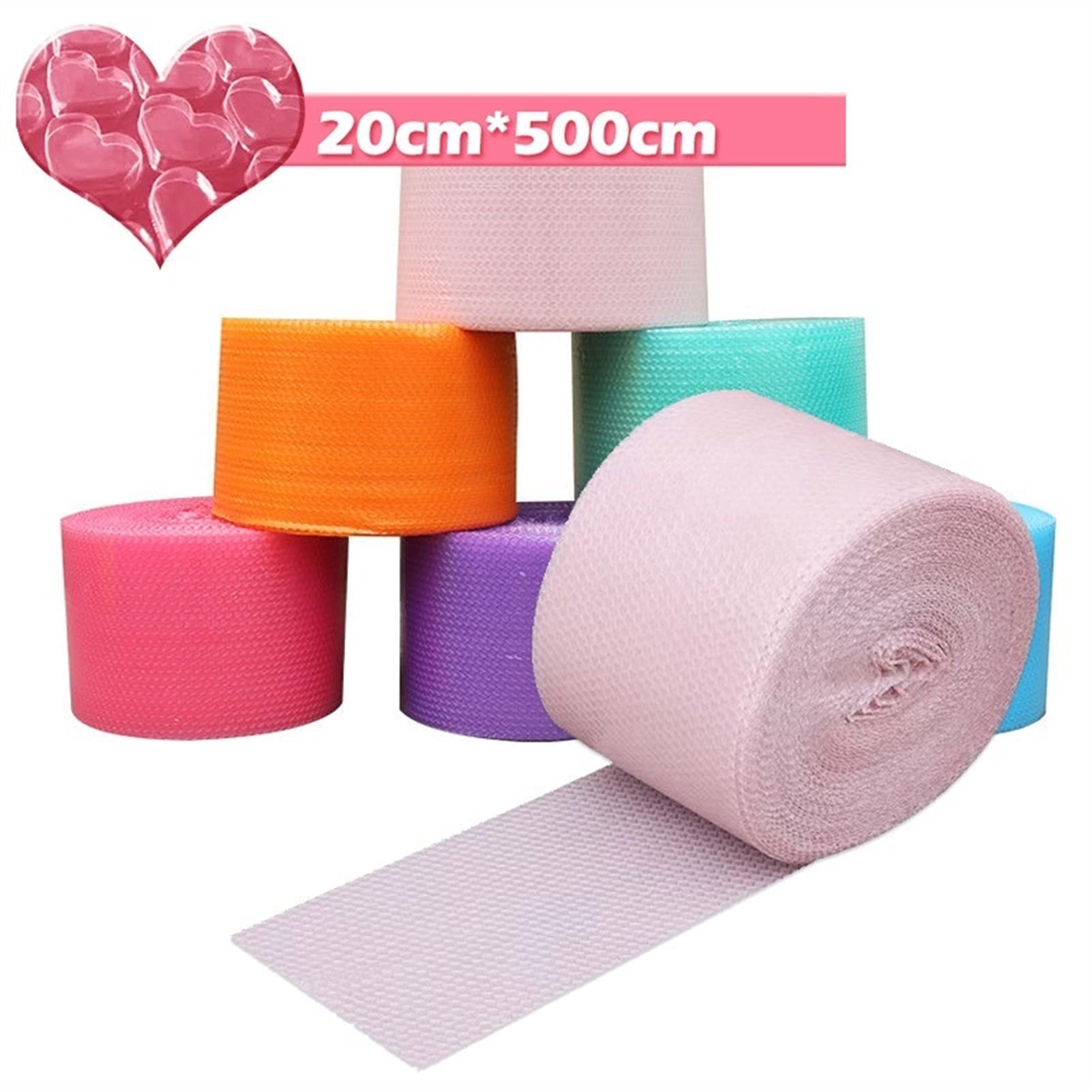 Namzi 5mx20cm Pink Heart-Shape Shockproof Air Bubble Roll Wrap Party Favors Gifts Protective Film Packing Wedding Decoration Membrane Easy to Operate (Color : Light Pink, Gift Bag Size : 20cmX 500cm)