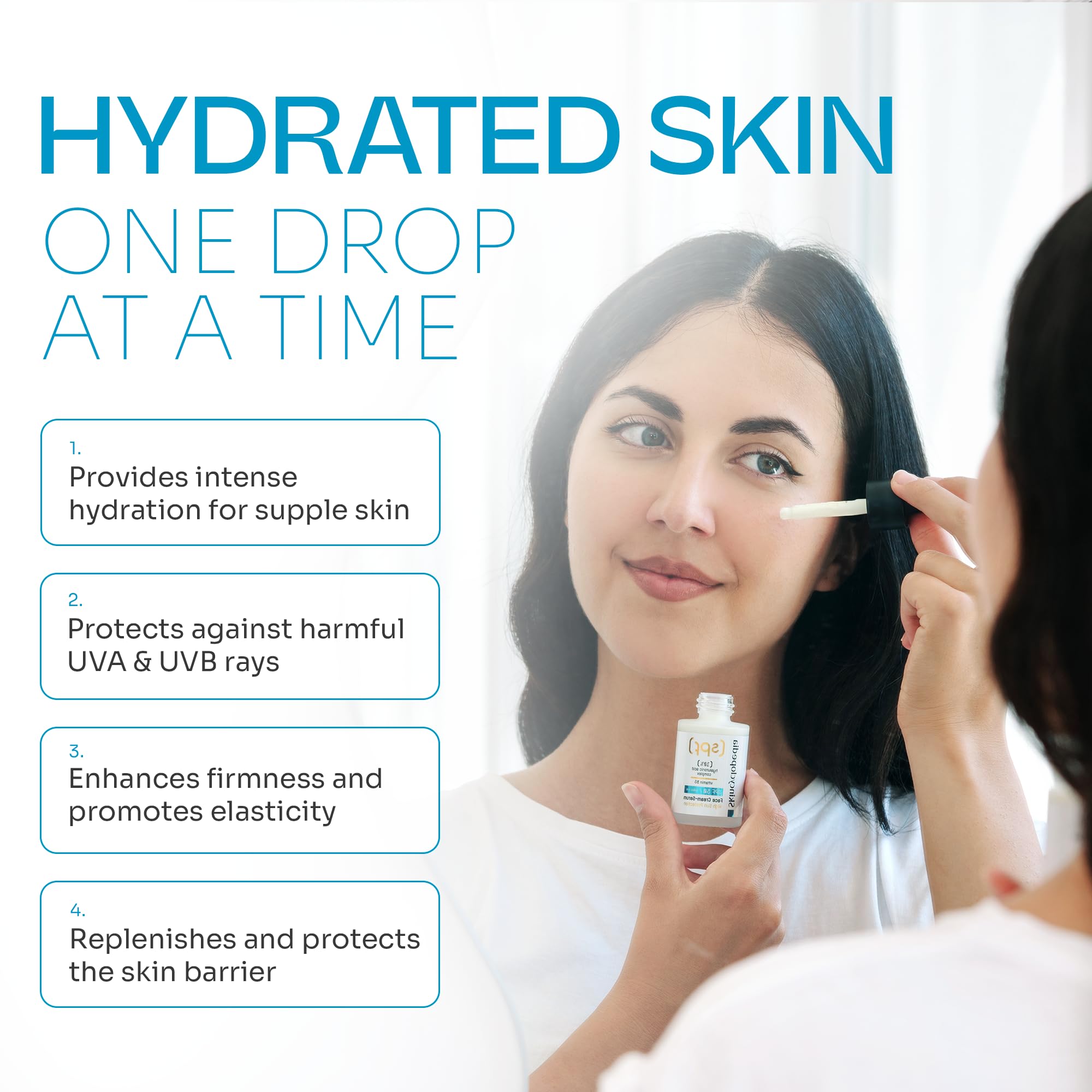 Skincyclopedia Serum z kwasem hialuronowym, LSF 50 serum do twarzy z 10% kompleksem hialuronowym i witaminą B5, ochrona przed słońcem z SPF 50, UVA i UVB, ochrona przed słońcem o wysokim spektrum