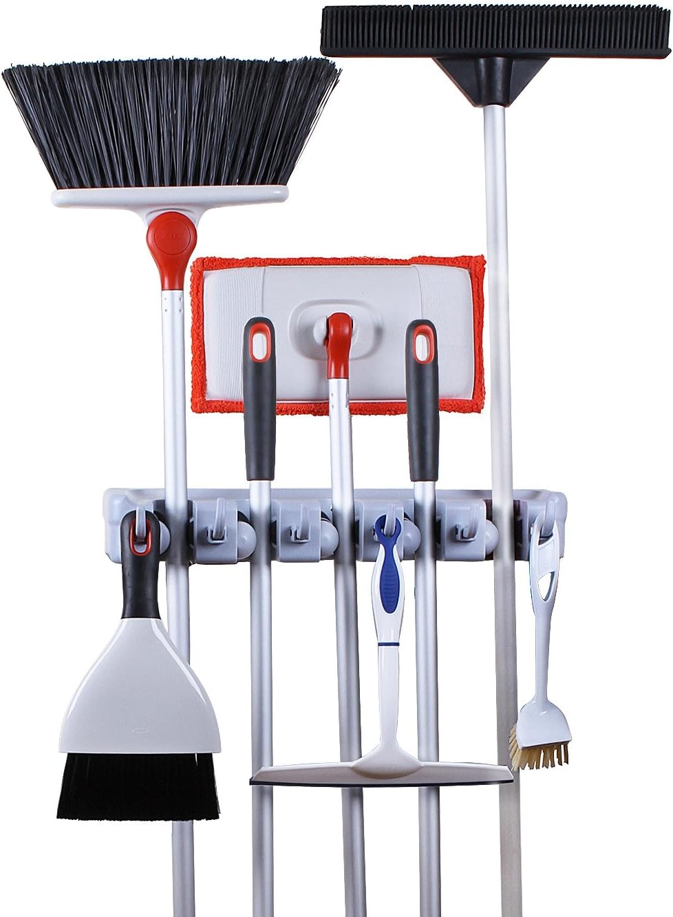 Greenco Mop and Broom Organiser, Wall and Closet Mount Organizer Rack